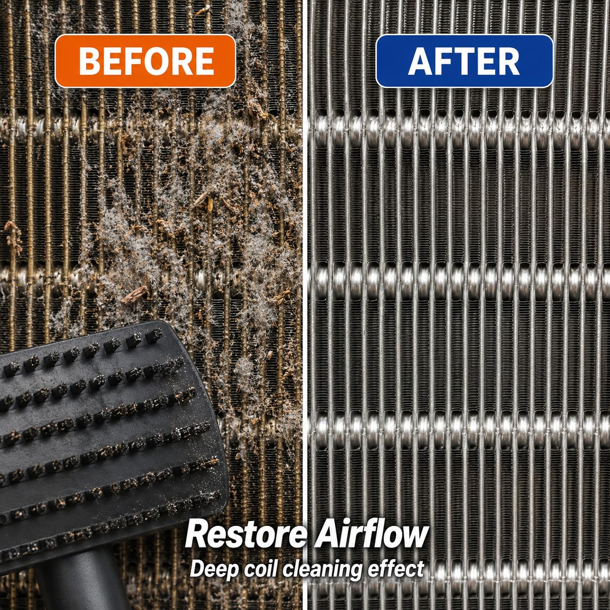 XCEL AC Coil Cleaning Brush & Fin Cleaner Comb – Double-Sided Air Conditioner Coil Brush for Evaporator & Condenser, Stainless Steel Pins, Safe for AC Fins, Heavy Duty HVAC Coil Cleaner Tool