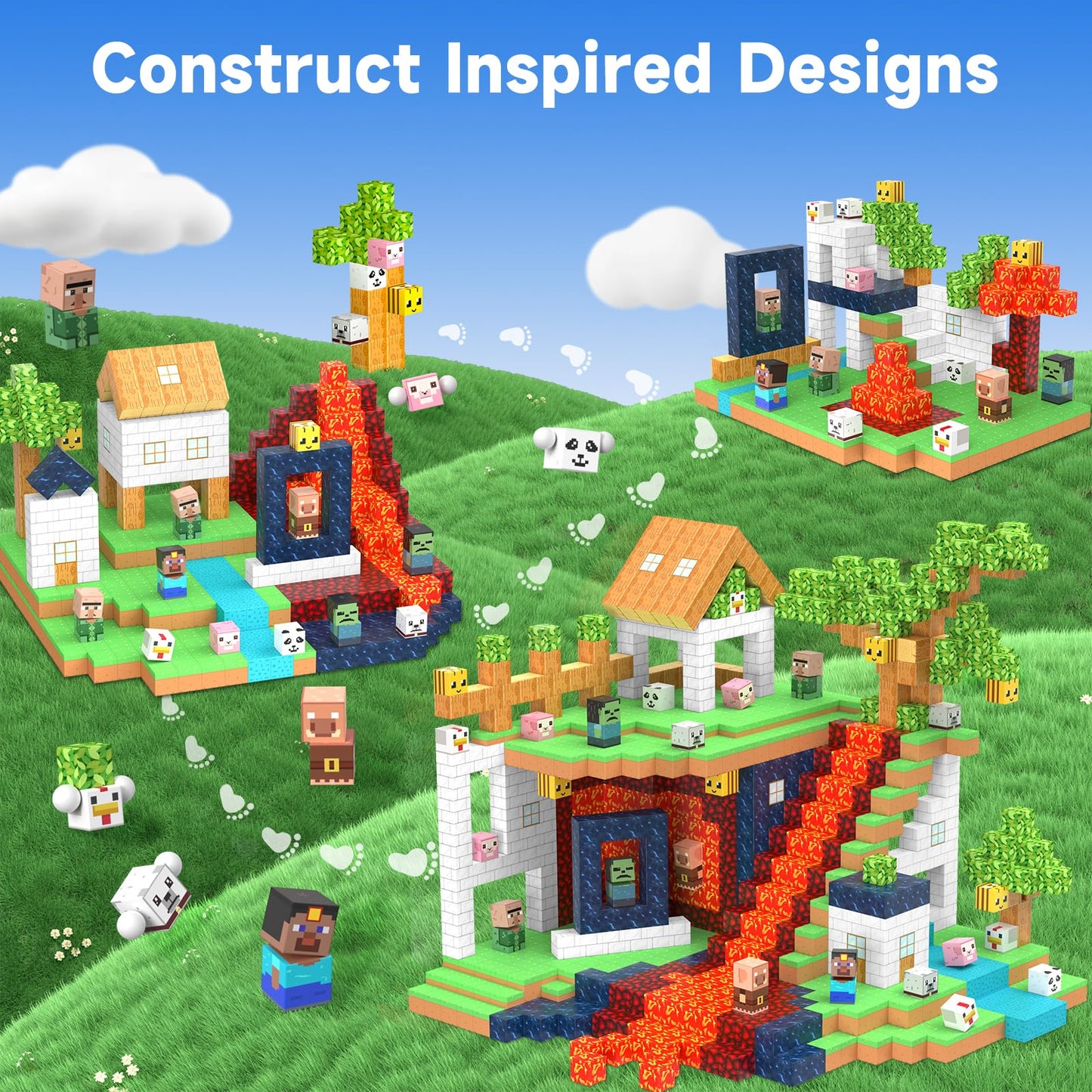 Magnetic Blocks 150 Pcs Building Toys Gifts Construction Toys for 3 4 5 6 7 8 Year Old Boys & Girls, STEM Montessori Sensory Creative Kids Toys