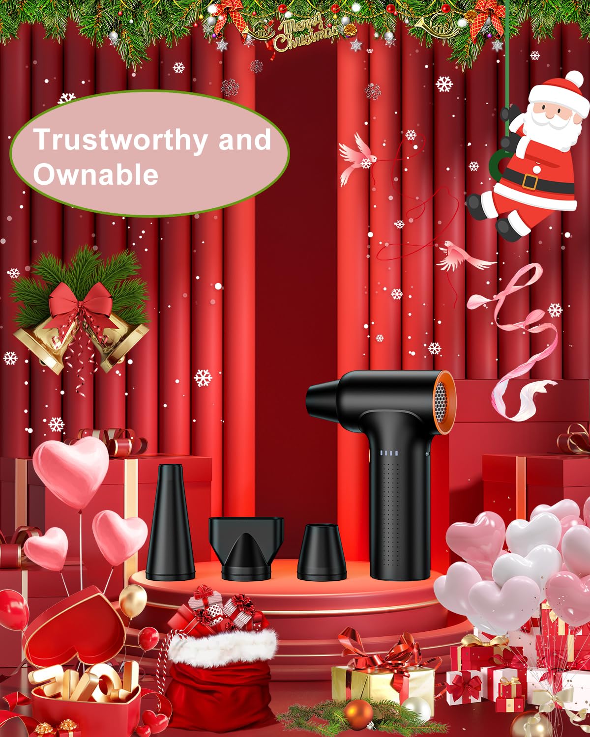 10000mAh Compressed Air Duster,300000RPM Super Power Electric Air Duster,Cordless Rechargeable Air Duster Turbo Blower Jet Fan Replace Canned Air 3-Gear Mini Air Blower for Pc,Computer, Keyboard, Car