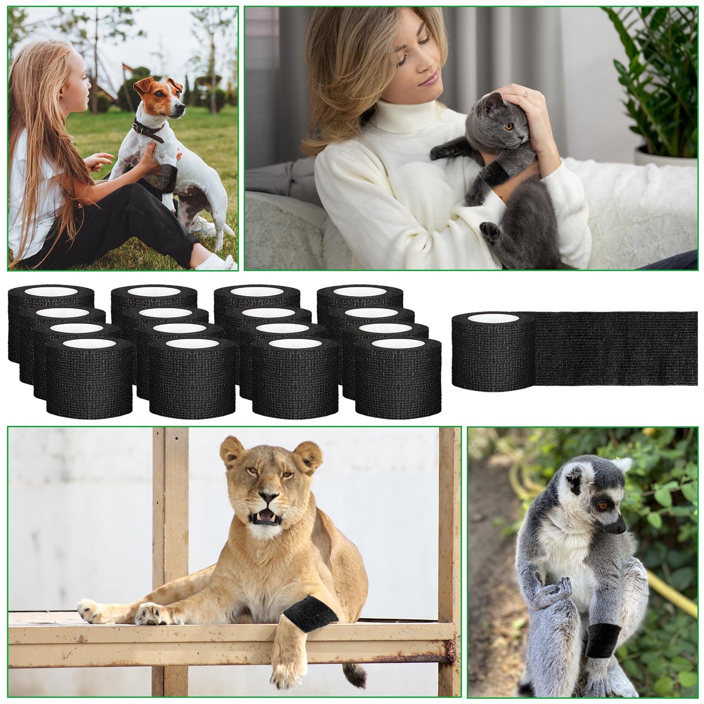 120 Pack Black Self Adhesive Bandage Wrap Bulk 2 Inch x 5 Yards Cohesive Bandage,Vet Wrap Breathable Elastic Self-Adherent Tape for Stretch Athletic Sports Wrist Ankle Dogs Pet Vet Wrap