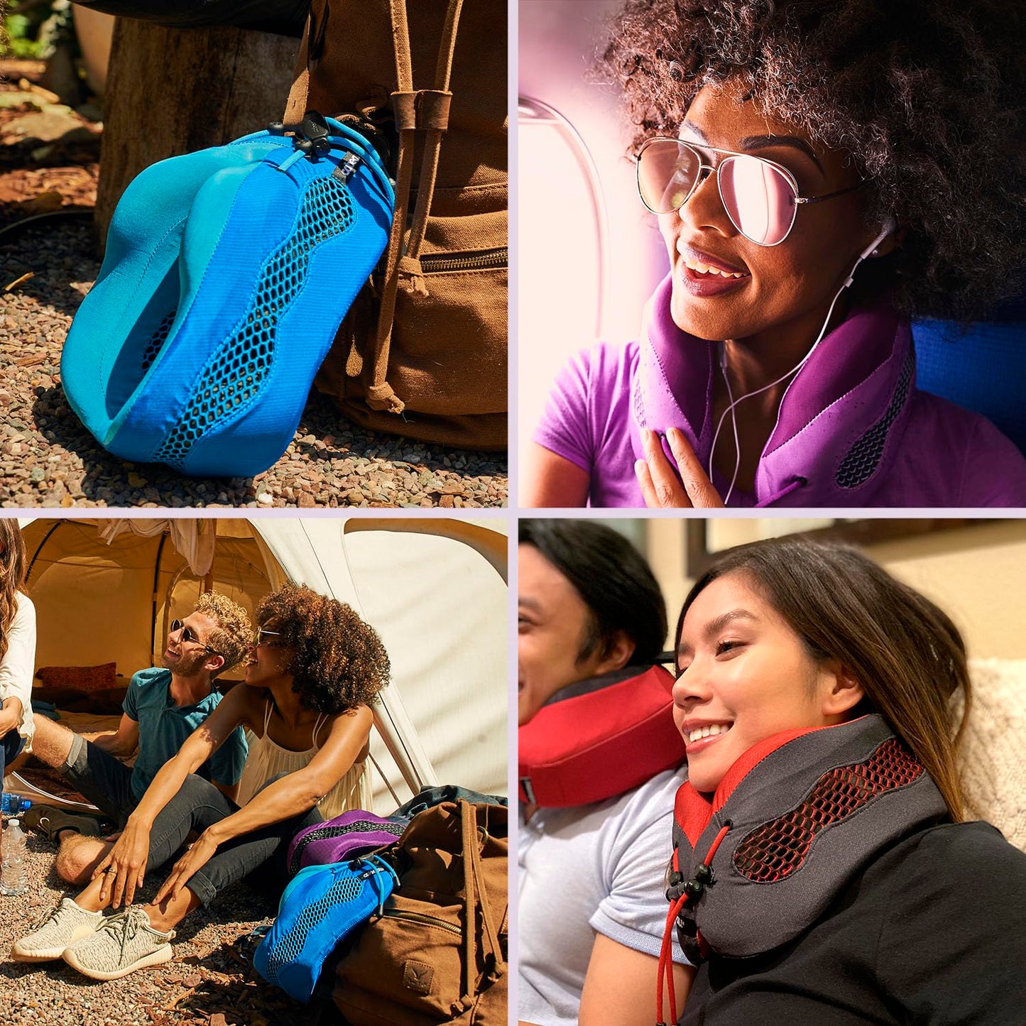 Evolution Cool Travel Neck Pillow by Cabeau - Cooling Airflow Vents, Memory Foam Neck Support, and Adjustable Clasp - Comfort On-The-Go with Carrying Case - Airplane, Train, Car, and Gaming (Blue)