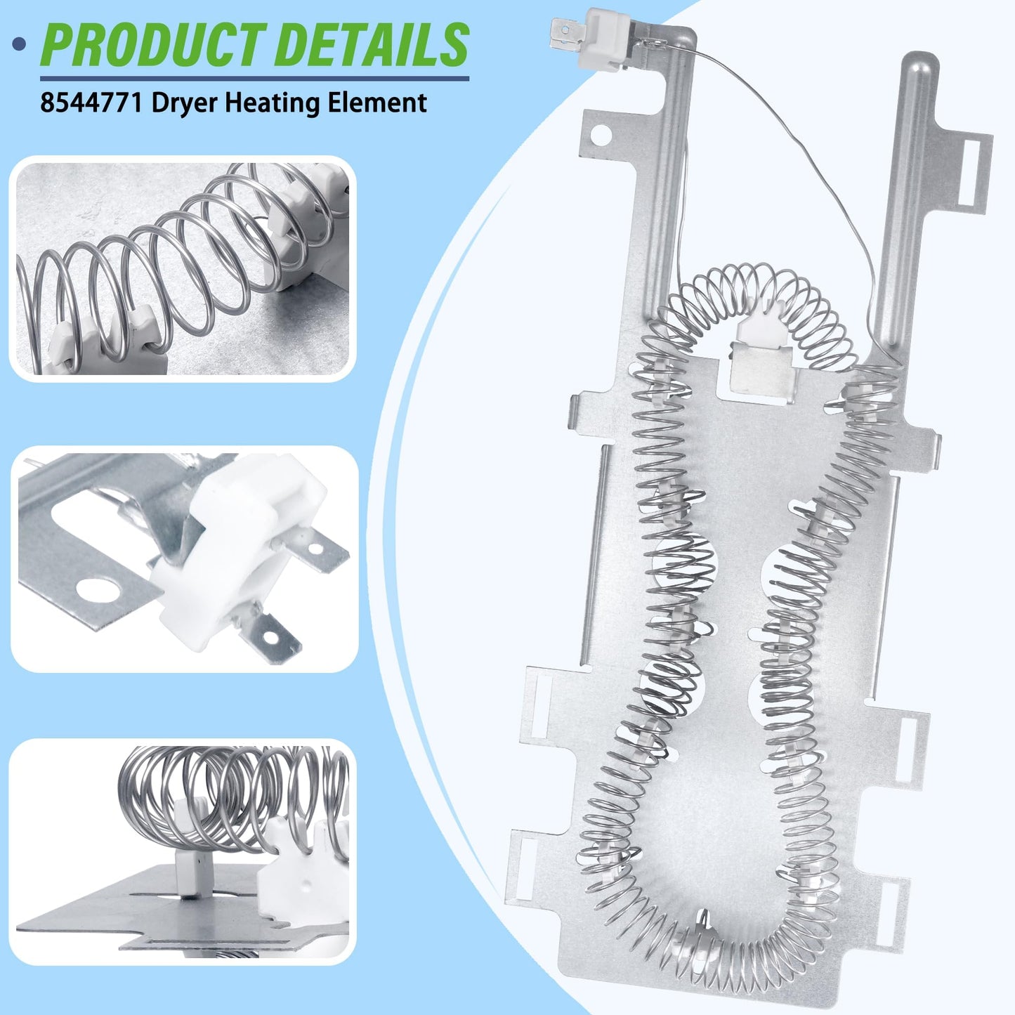 Dryer Heating Element Kit fit for May-tag Bravos 400 2000 3000 5000 9000 Series MED3000BW0 MED3500FW0 MED4000BW0 MED4200BG0 MED4200BW0 MED5100DC1 MED5100DW1 MED5500FC0 MED5500FW0 MED6000AG0 MED6000AW0