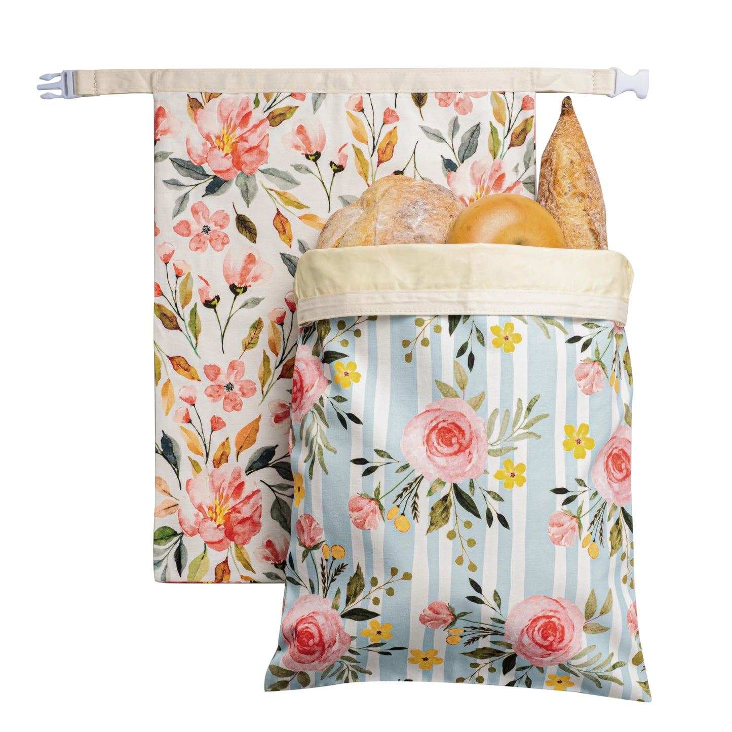 Augine Beeswax Bread Bag, 2 Pack Sourdough Bread Bags, Reusable Bread Bags for Homemade Bread, Organic Cotton Beeswax Sourdough Bags, Wildwood Bloom Series