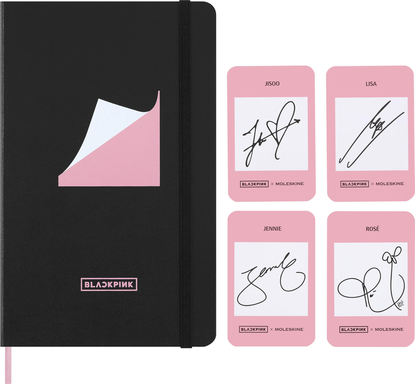 Moleskine x BLACKPINK Limited Edition Notebook, Hard Cover, Large (5" x 8.25") Ruled/Lined, Black, 240 Pages