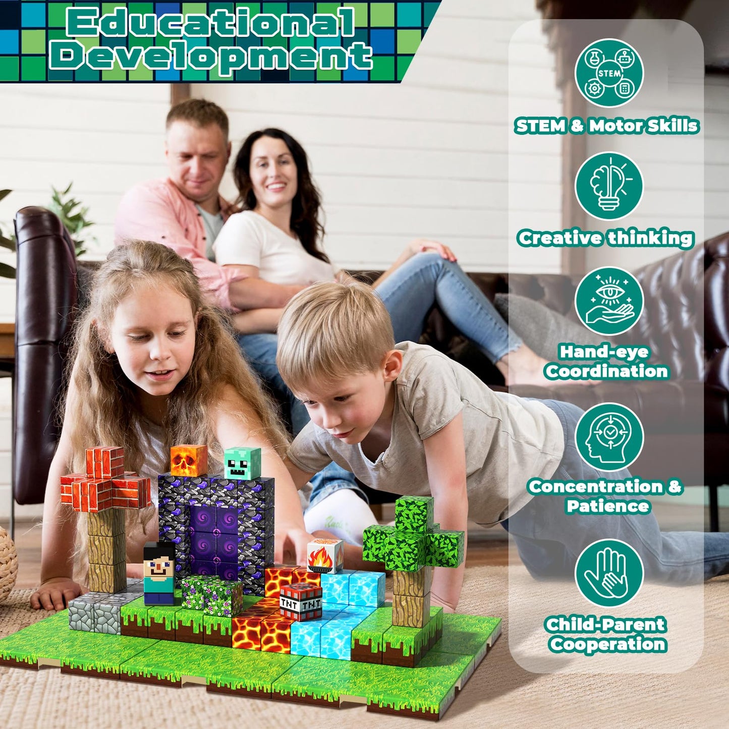 150PCS Magnetic Blocks with 6 Baseplate - Building Blocks Cubes for Kids Ages 4-8, STEM Magnet Building Toys Boys Girls, Birthday Gifts Preschool Educational Learning Toy for 3+ Years Old