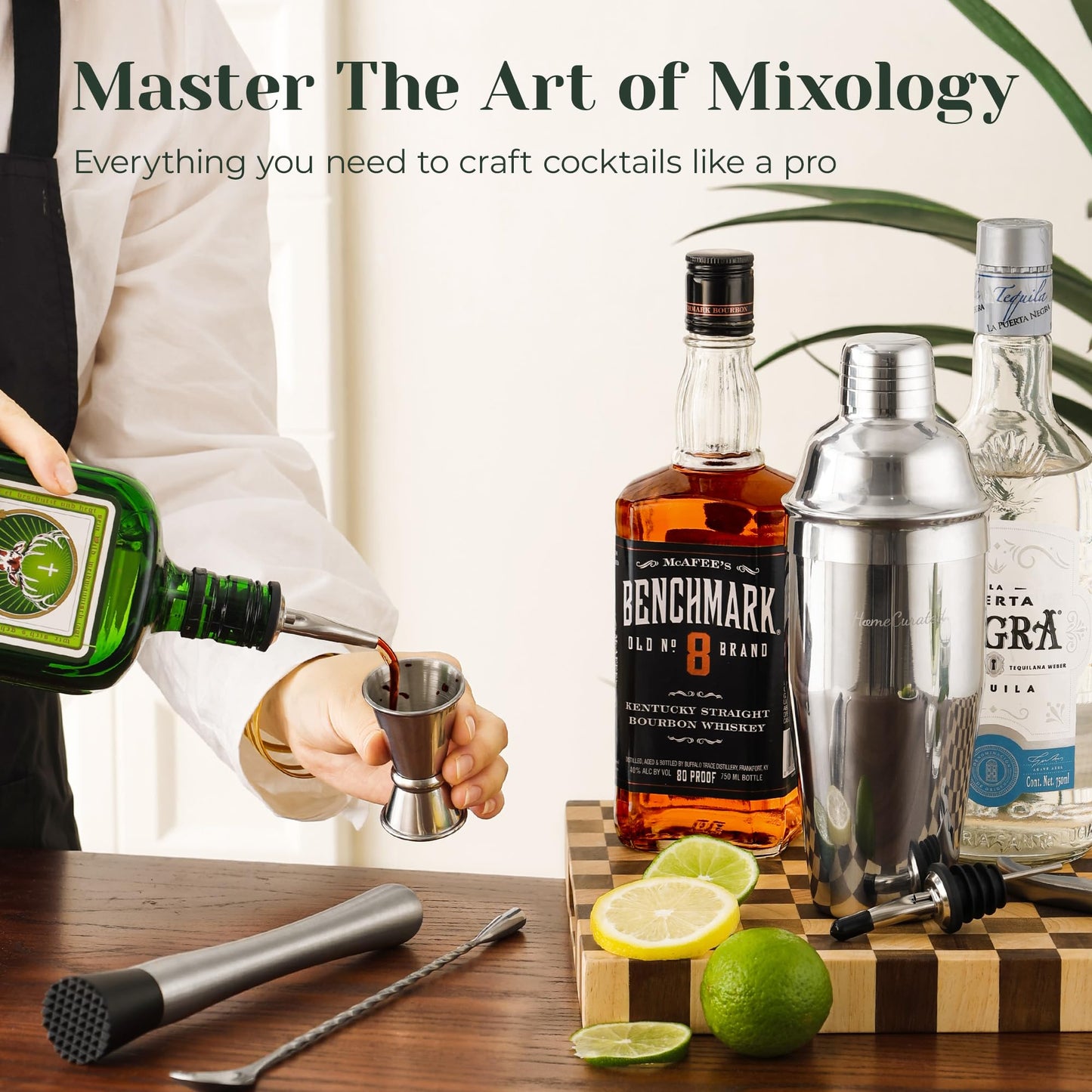 Cocktail Shaker Set,24-Piece Bartender Kit – Complete Bartending Kit Bar Set with Stand,Drink Shaker & Mixer – Perfect Bar Accessories for Home Bar Set,Housewarming Gifts for Men & Women,Silver