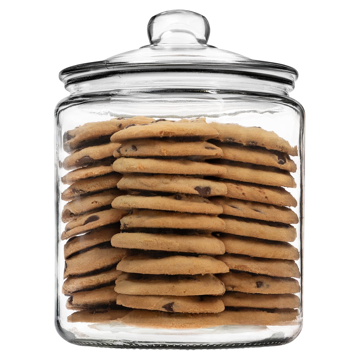 1 Gallon Glass Cookie Jar with Lid – Glass Jar with Lid - Airtight Food Storage Container for Cookies, Candy, Flour, Dog Treats – Clear Large Kitchen Jar for Pantry or Laundry Room