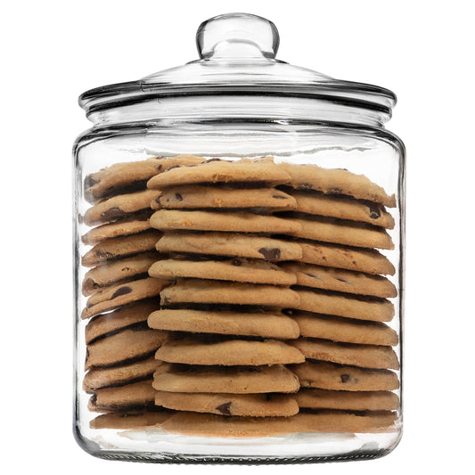 1 Gallon Glass Cookie Jar with Lid – Glass Jar with Lid - Airtight Food Storage Container for Cookies, Candy, Flour, Dog Treats – Clear Large Kitchen Jar for Pantry or Laundry Room