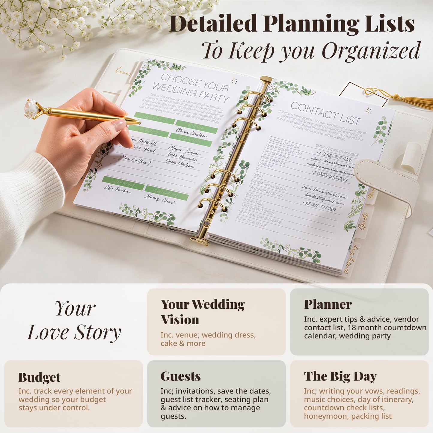 Wedding Planner Book and Organizer - Faux Leather 'Future Mrs' Wedding Planning Book and Organizer I Wedding Binder with Pen & Bookmark. Includes Bridal Countdown Calendar I Designed in USA