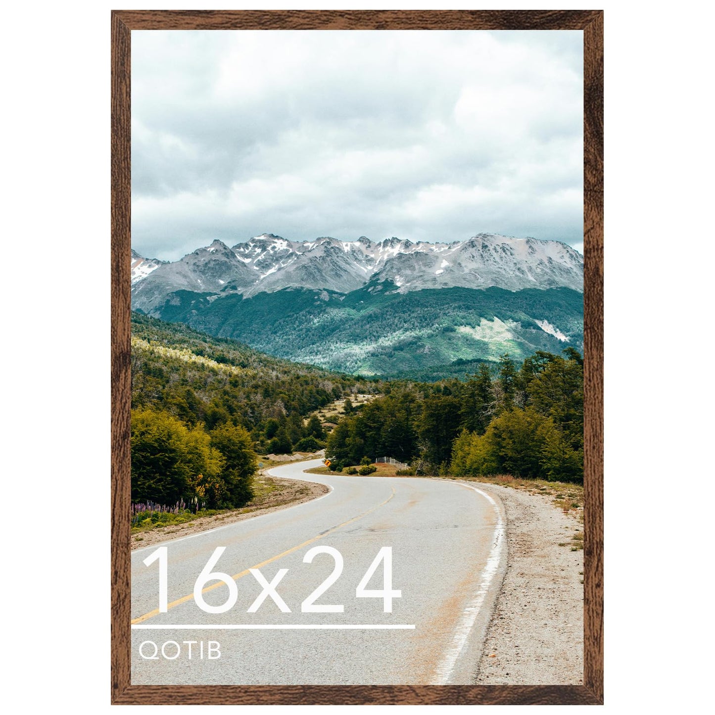 QOTIB 16x24 Picture Frame for Wall Hanging, Wood 16 x 24 Frame 40x60 cm Poster Photo Frame for Wall Horizontally or Vertically, Deep Brown, 1 Pack