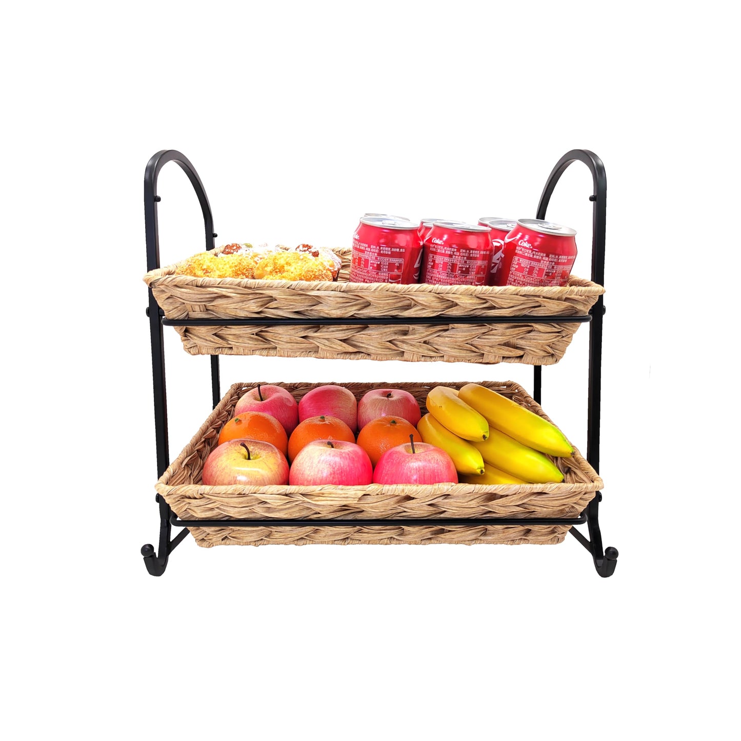 Lihou PapaQ Stackable Candy Display Rack wtih Rattan|Stackable Candy Organizer|Multi-Function Snack Rack&Shelf for Chips |Perfect Display Solution for Stores (Brown, Medium)