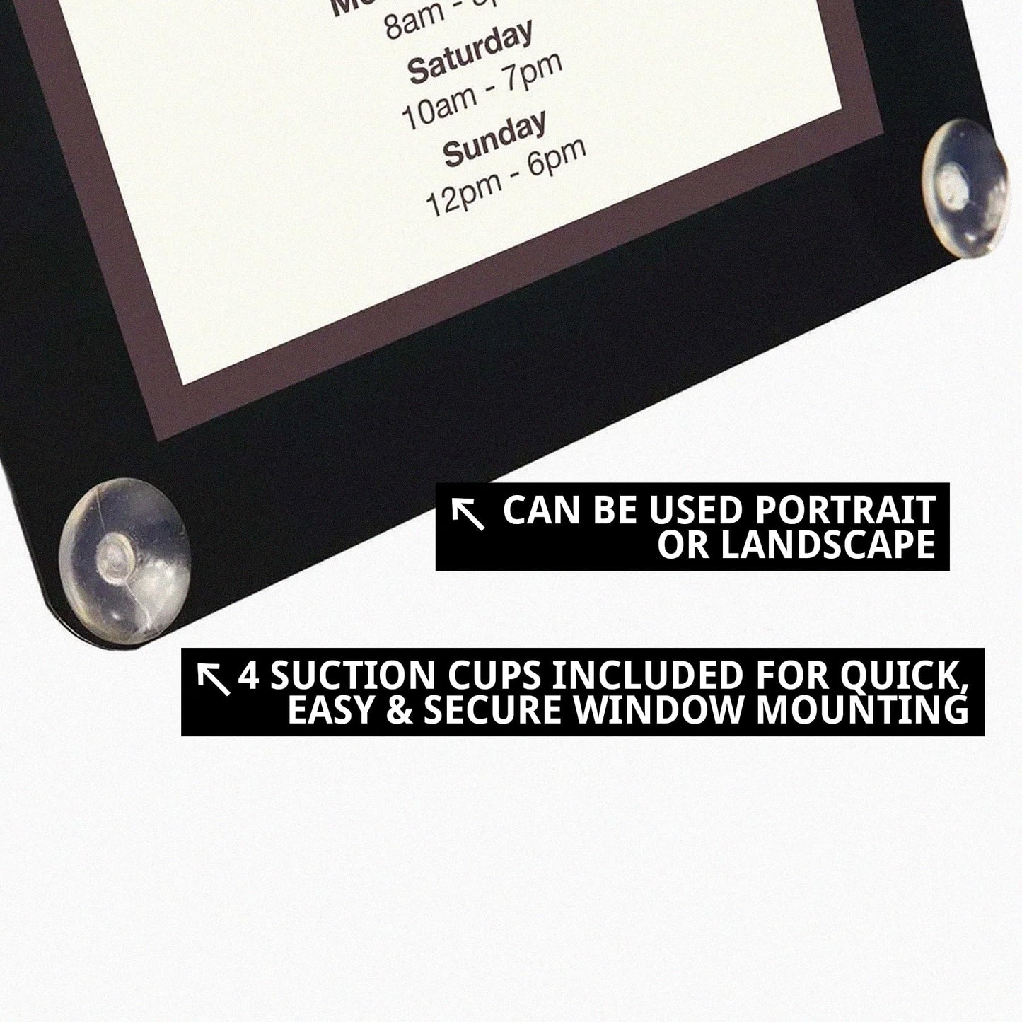 Azar Displays 106696-BLK-2PK 8.5x11 BLACK Window Display w/Suction Cups, (Pack of 2)
