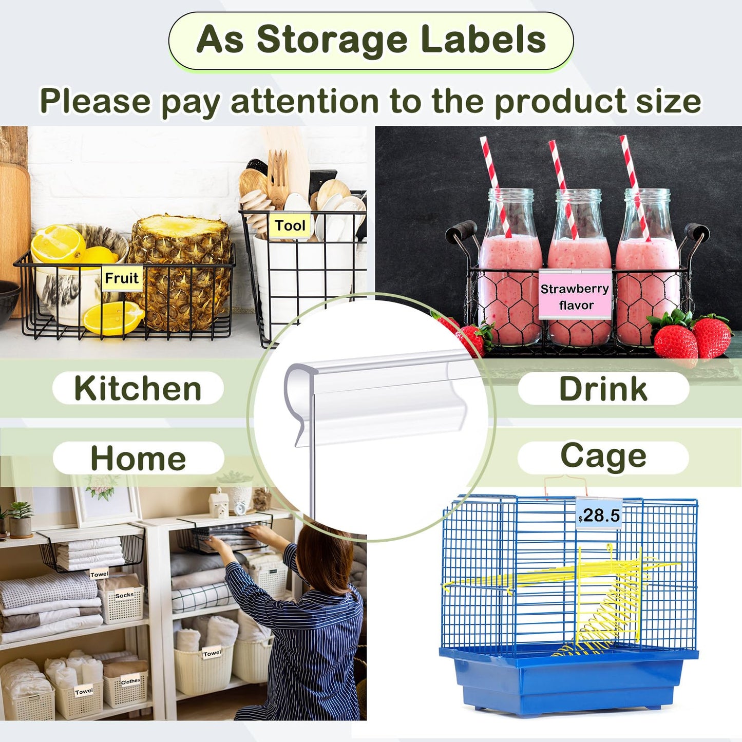 Tatuo 400 Pcs Reusable Plastic Wire Shelf Label Holders, Price Card Sign for Pantry Retail Supermarket Merchandise Shopping Mall Shop Ticket Display Holder Clip on Design, 2.36" L x 1.65" H (Clear)