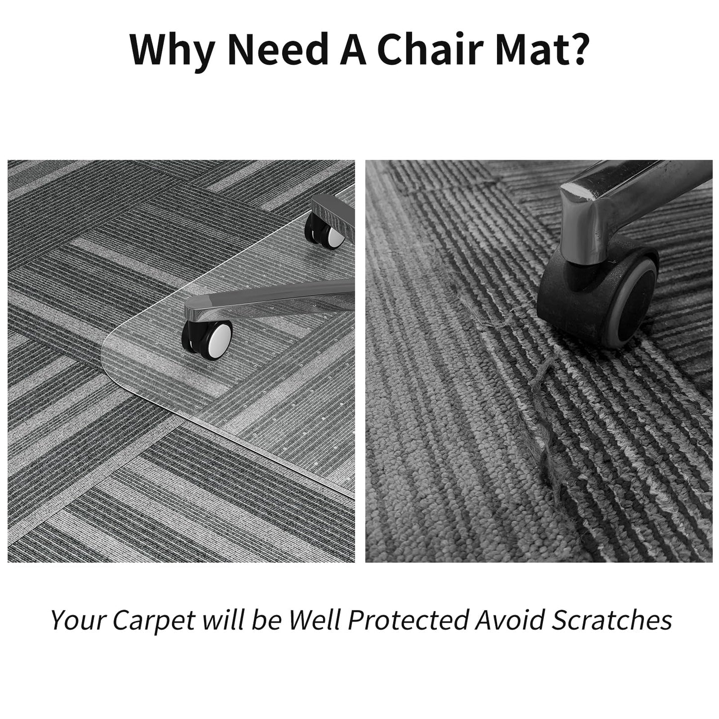 WASJOYE Chair Mat for Carpet, Office Chair Mat for Carpet, Thick Desk Chair Mat with Non-Slip Studded for Home and Office Low Pile Carpet, 36" x 48" Rectangle for Carpet