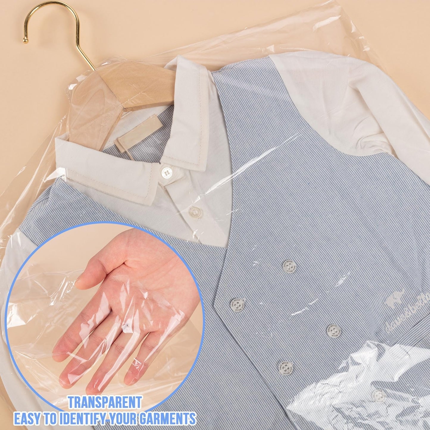 AYZTKUX 100 Pack Dry Cleaning Plastic Bags, Dry Cleaners Bags for Clothes, Clothes Covers for Home Storage, Travel, Moving (35.4 x 23.6 In)