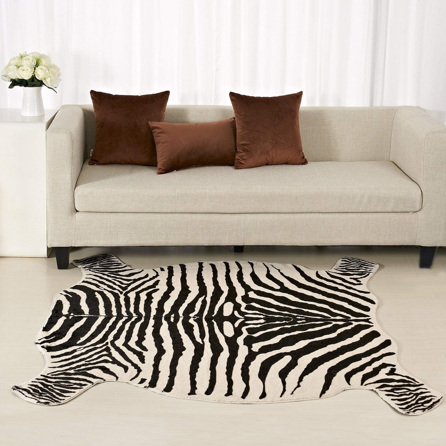 townssilk Area Rug Faux Zebra Print Rug 4.3x4.7 Feet Rug/Mat/Carpets for Home