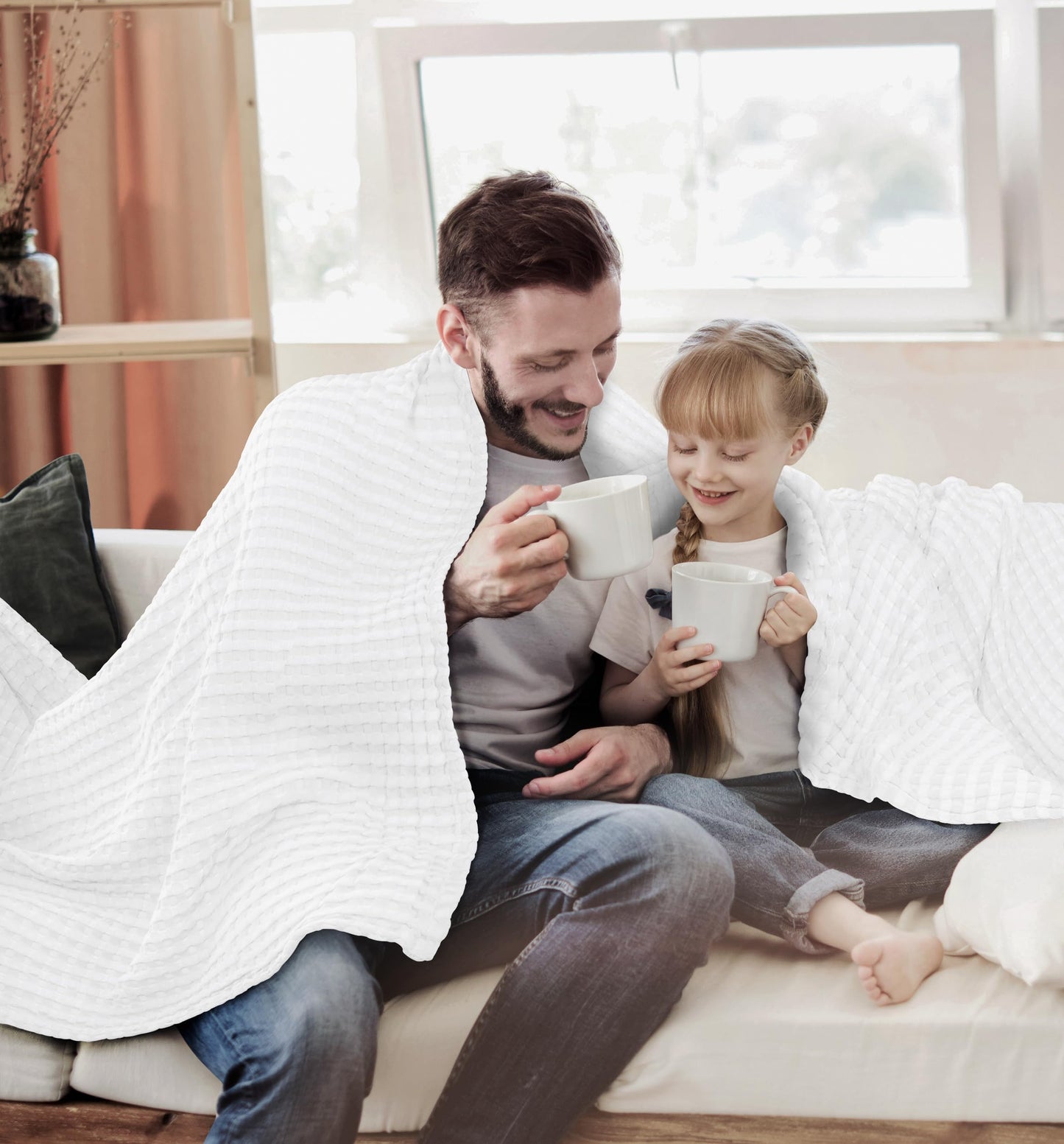Utopia Bedding 100% Cotton Waffle Weave Blanket Twin Size for Couch Sofa Bed - Lightweight, Breathable Summer Blankets Soft and Cozy, Gifts for Women Home Room Decor (White, 90x72 Inch)