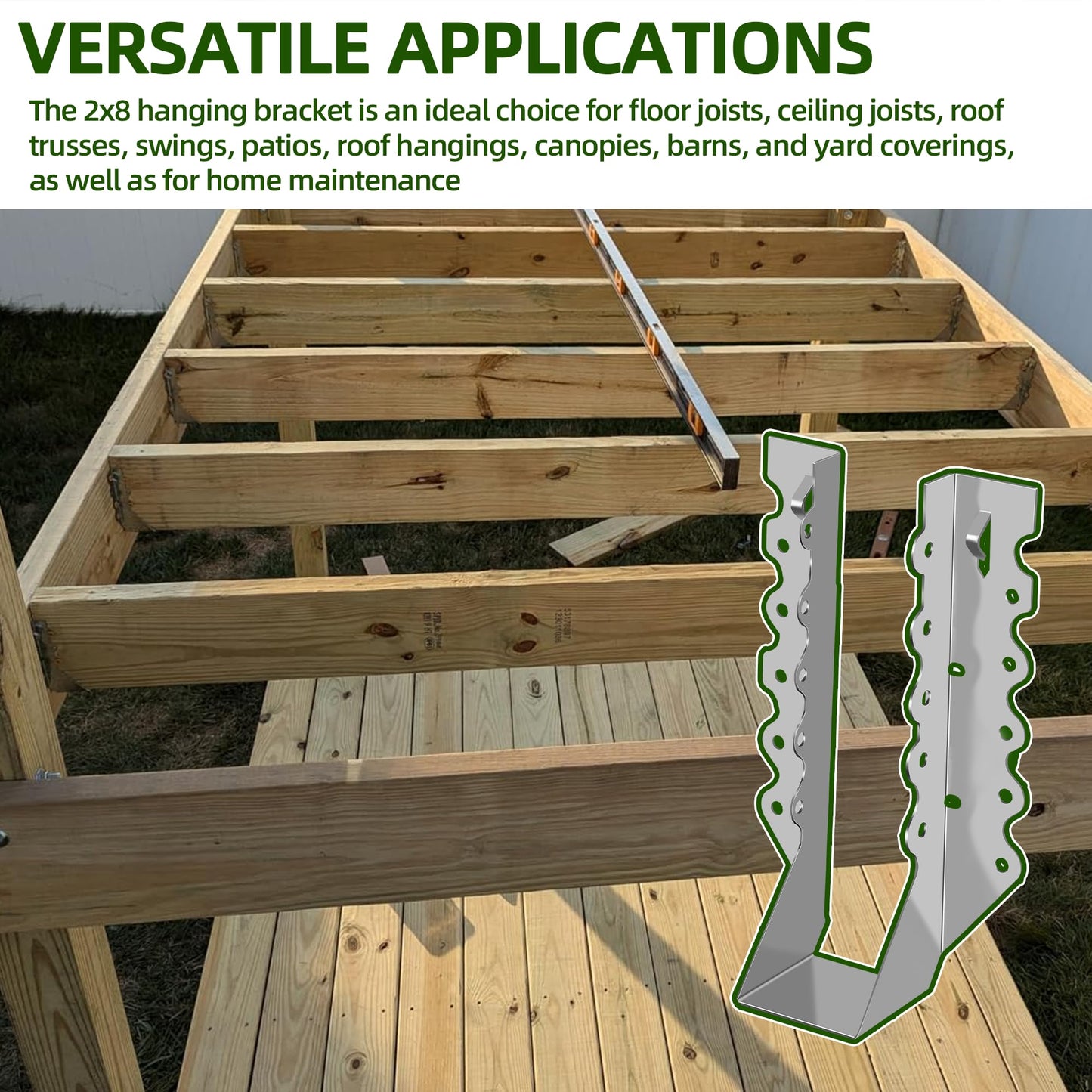 (30-Pack) Calvana 2x8 Brackets for Wood, Joist Hangers, Rafter Brackets, Versatile Rafter Ties, Made from Durable 20-Gauge Carbon Steel