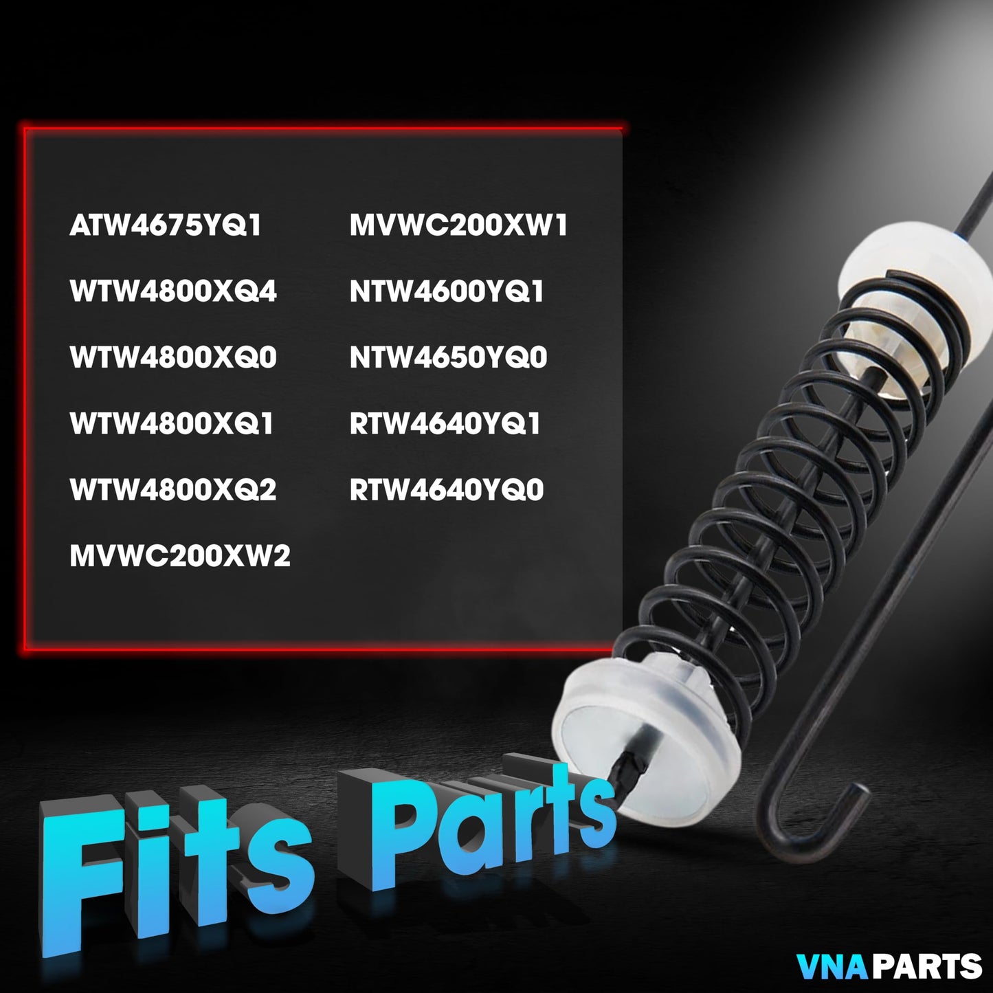 4PC Washer Suspension Rod Replaces W10780048 For Admiral ATW4675YQ1 Whirlpool WTW4800XQ4 WTW4800XQ0 WTW4800XQ1 WTW4800XQ2 Maytag MVWC200XW2 MVWC200XW1 Amana NTW4600YQ1 NTW4650YQ0 RTW4640YQ1 RTW4640YQ0