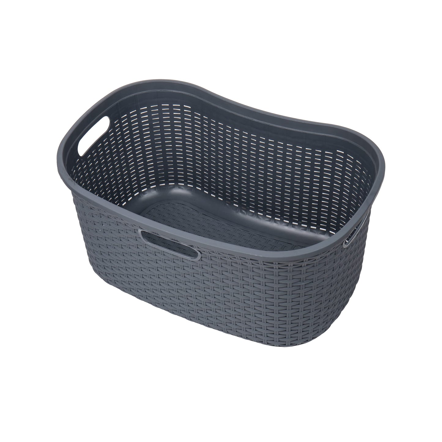 Mind Reader 40L Laundry Basket, Clothes Hamper, Wicker Design, Plastic, 23"L x 14.5"W x 11"H, Set of 2, Gray