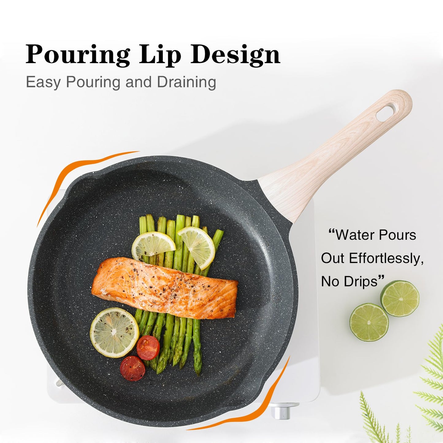 Kordisen Nonstick Frying Pan, 12.5 Inch Large Skillet, Granite Cooking Pan, Healthy and Non Toxic, Induction Compatible, PFOA Free