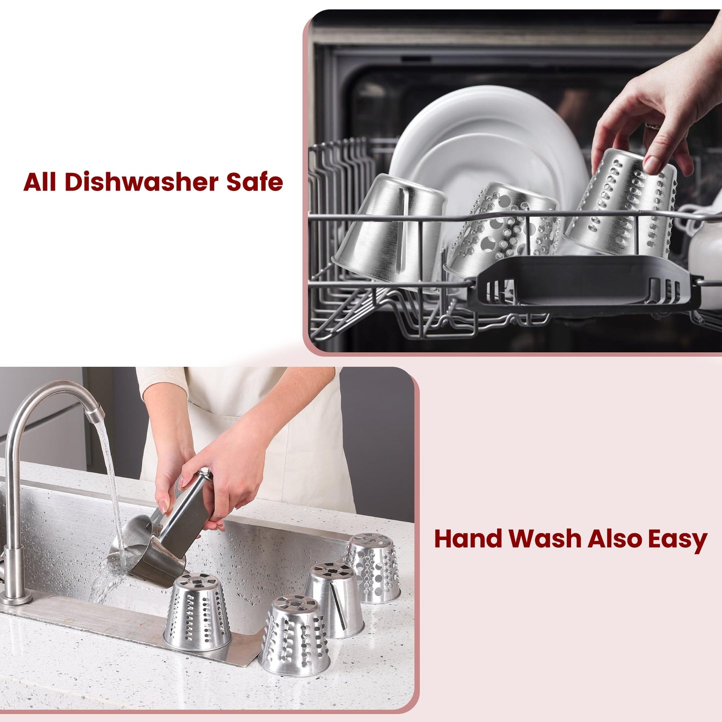Stainless Steel Slicer Shredder Attachment for KitchenAid Mixers, Dishwasher Safe Cheese Grater Attachment, Food Slicer & Vegetable Shreder Accessory with 4 Blades