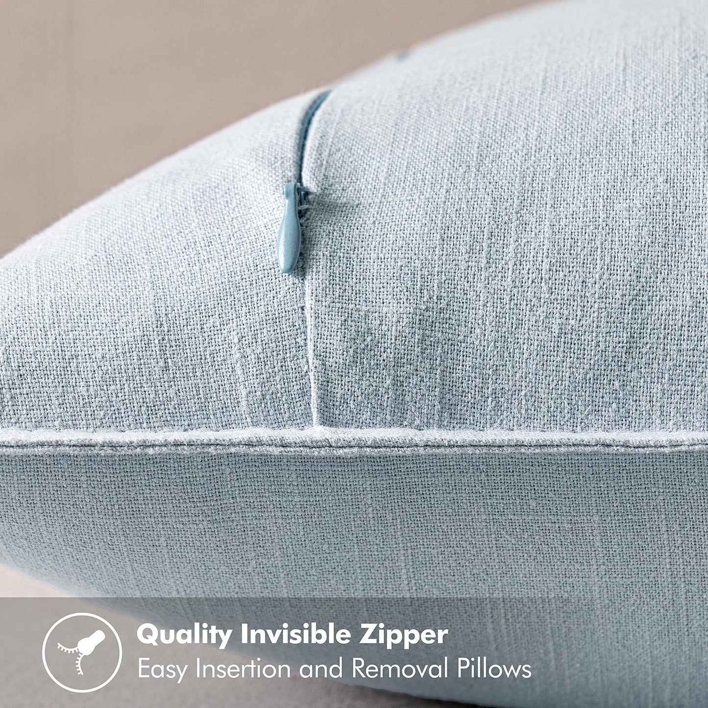 MIULEE Decorative Linen Pillow Covers 20x20 Inch Light Blue Boho Farmhouse Neutral Couch Throw Pillows for Bed Pack of 2 Accent Coastal Modern Pillowcase Summer Sofa Livingroom Home Decor