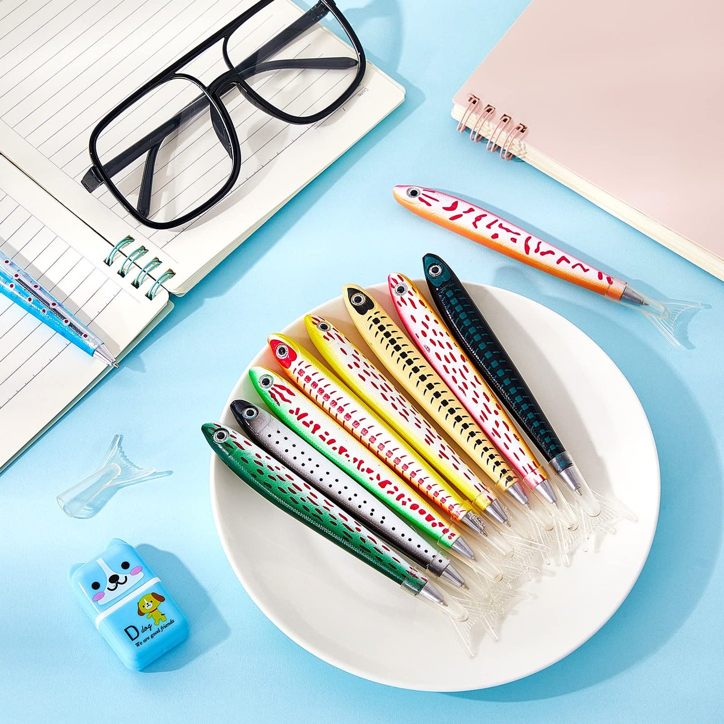 Outus Fish Ballpoint Pens Novelty Kawaii Fish Pens 0.7 mm Black Ink Writing Ballpoint Bulk Realistic Fishing Decoration for School Office Student Gift Birthday Ocean Sea Themed Party Favors(50 Pieces)
