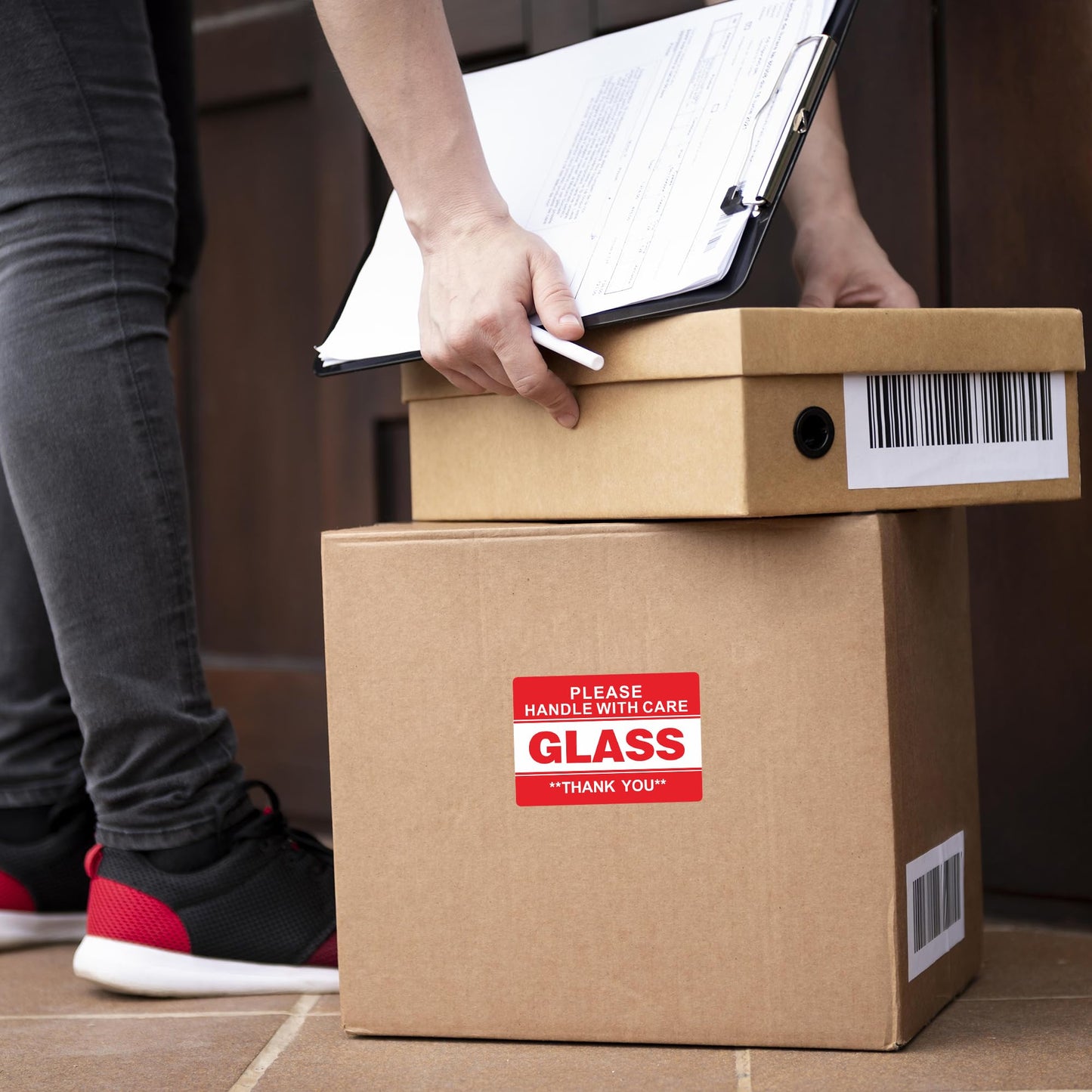 Aleplay Fragile Glass Stickers 2×3 Inch Shipping Packing Label Please Handle with Care Thank You - 300 Per Roll(10 Rolls)