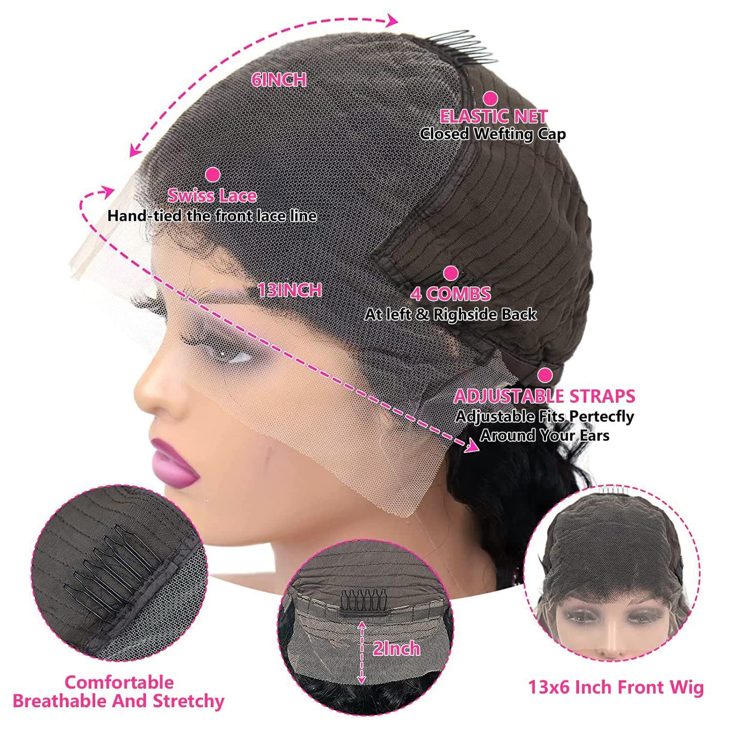 13x6 Straight Lace Front Wigs Human Hair HD Transparent Lace Front Human Hair Wigs for Black Woman Brazilian Lace Frontal Wigs Human Hair Glueless Wigs Human Hair Pre Plucked Natural Color 30inch