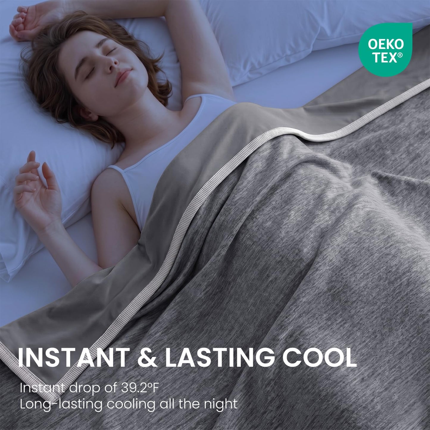 Topcee Cooling Blanket(90"x108"King Size) for Night Sweats Absorbs Heat to Keep Adults Cool on Warm Nights, Q-Max 0.5 Cooling Blankets for Hot Sleepers, Ultra-Cool Lightweight Blanket for Bed