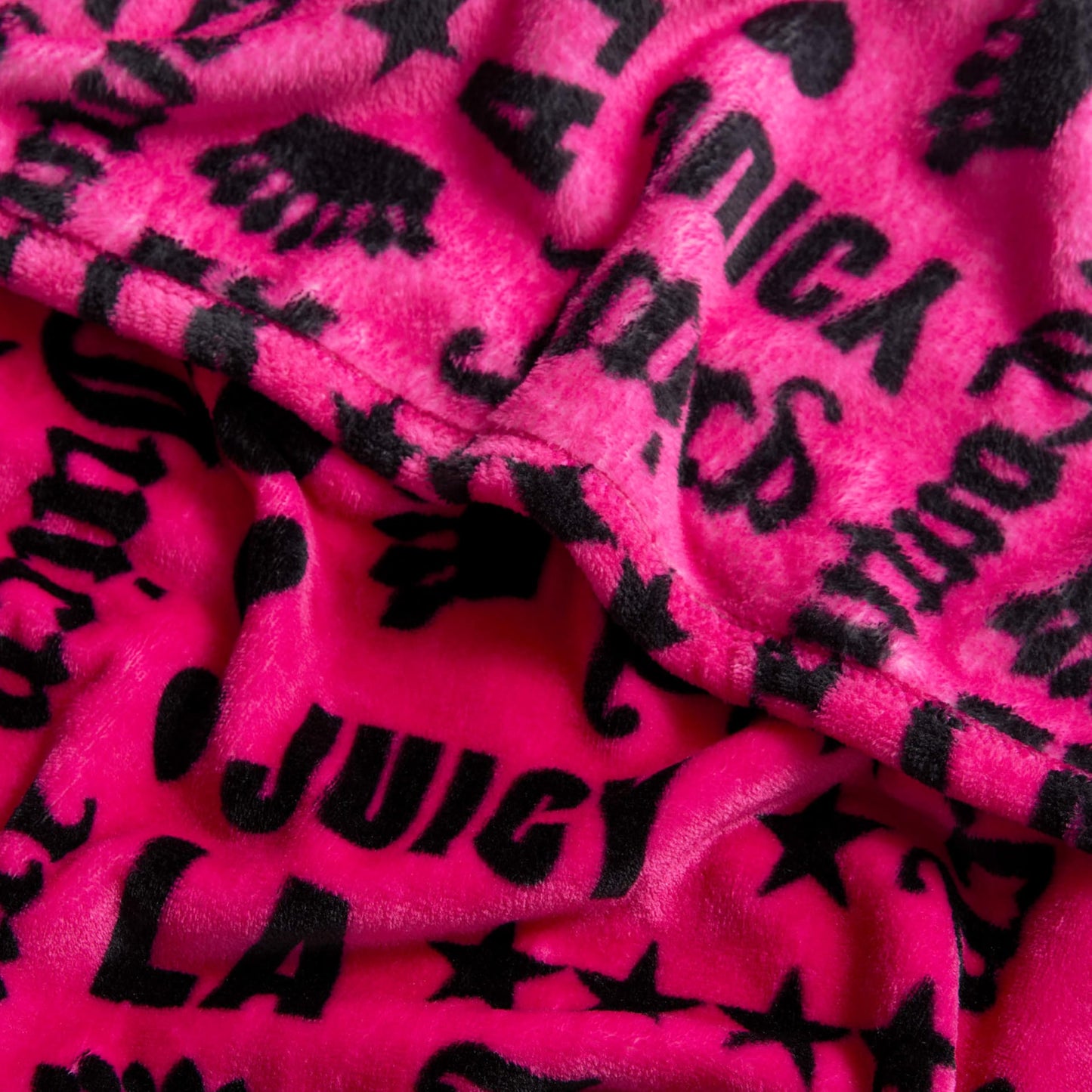 Juicy Couture Luxurious Throw Blanket for Couch - 50” x 70” Inches - Crown Royal Blanket - Plush & Cozy Throw Blanket - Decorative Blankets for Sofas, Throws for Chairs, and Beds – Hot Pink/Black