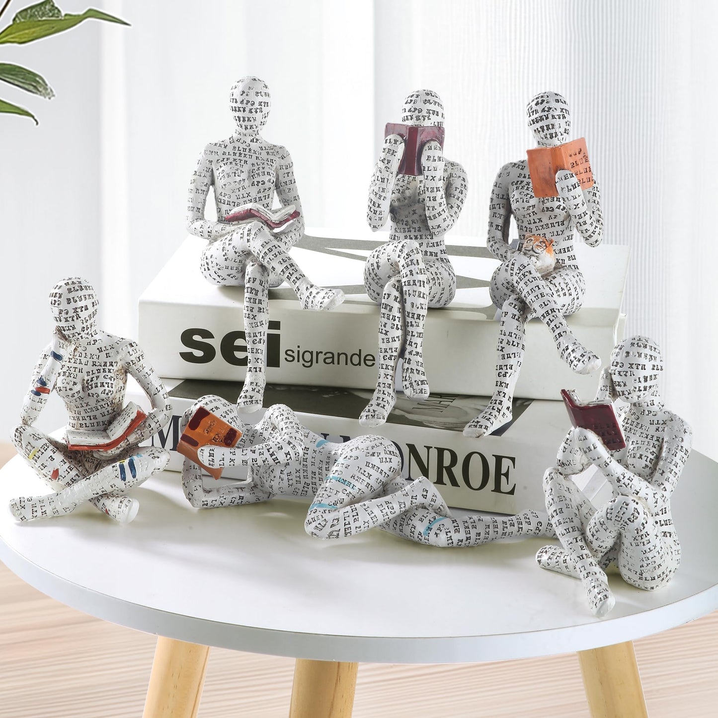 GRAPMKTG Home Decor Pulp Reading Women Thinker Statue Aesthetic Sculpture Room Decor Modern Abstract Decoration on Shelf Table Desk for Living Room Office Bedroom 6 Pack Set