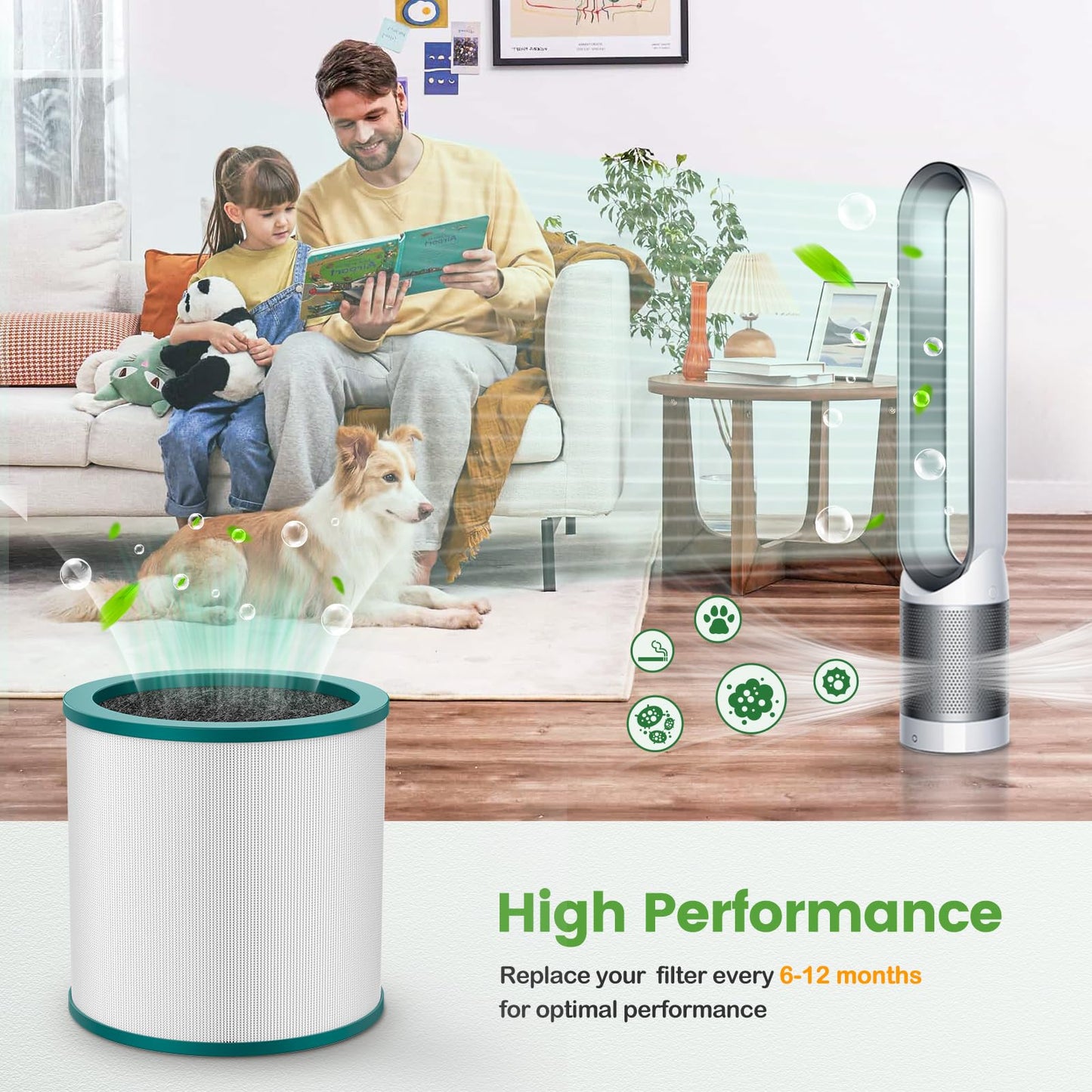 TP01 Replacement Filter for Dyson Tower Pure Cool Link TP01, TP02, TP03, AM11, BP01 Models Air Purifier, Compare to Part 968126-03, 2 Pack