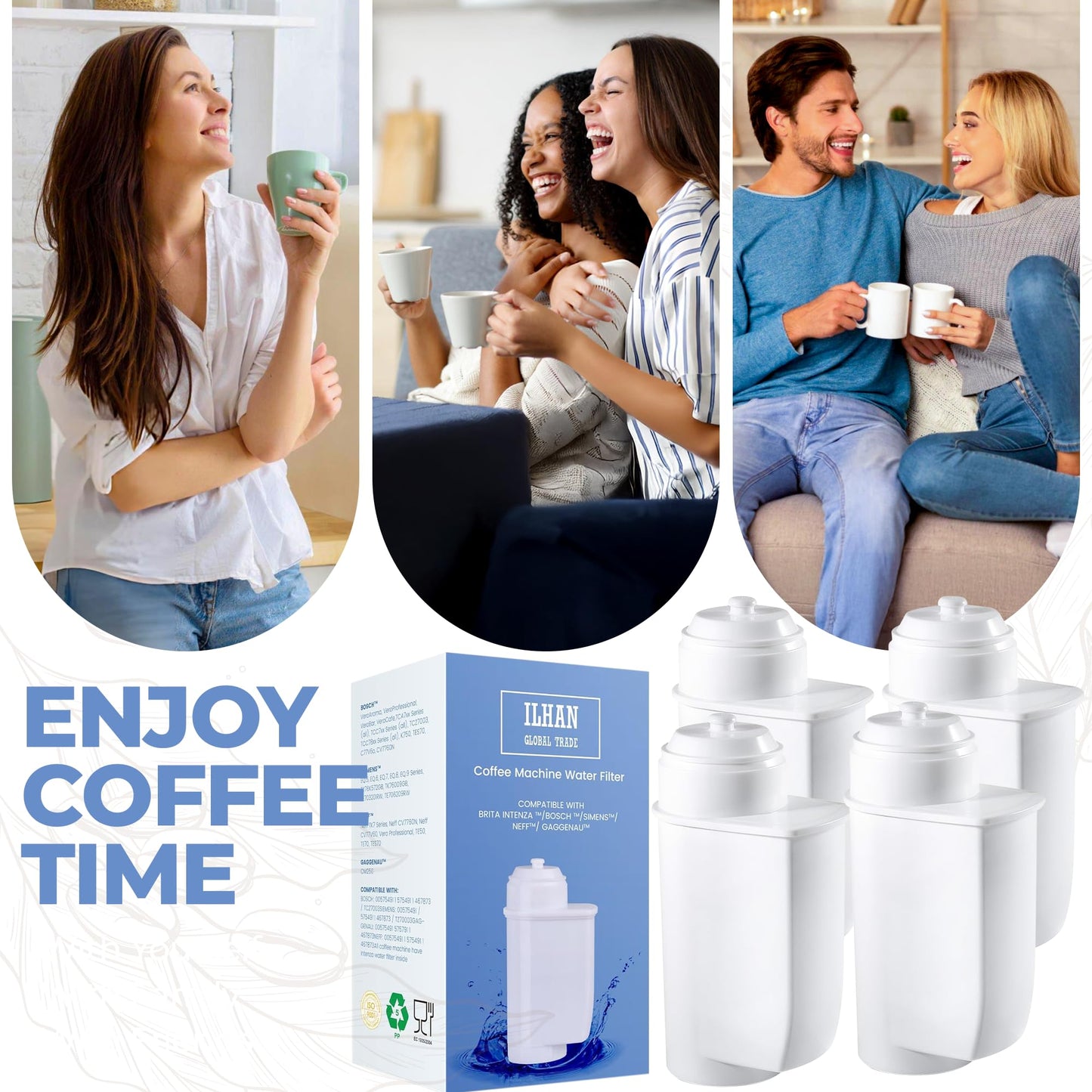 Compatible for Bosch Brita Intenza TCZ7003 water filter Espresso machine water filter compatible for BRITA INTENZA/SIEMENS/NEFF/GAGGENAU/VeroBar/VeroProfessional (3, Filters)