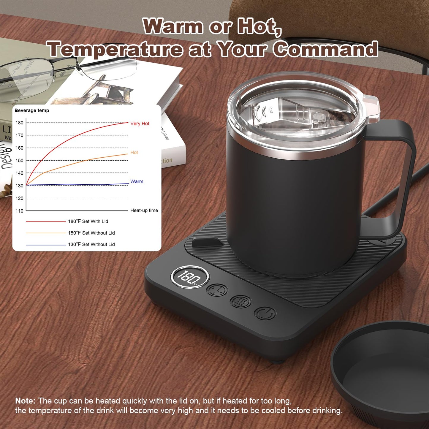 Felibeaco Coffee Mug Warmer & Mug Set for Desk, Smart Coffee Cup Warmer with 16oz Heated Mug, Cup Heater with Auto Shut Off for Office/Home, Coffee Gifts for Men&Women, for mom,Black