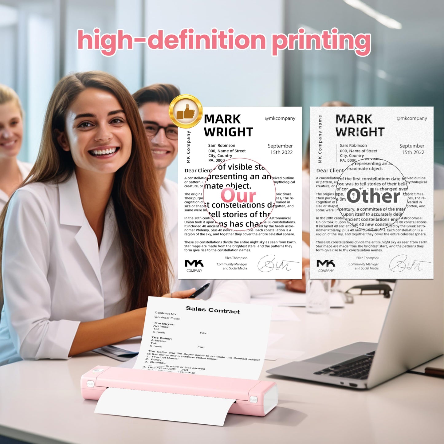 Phomemo Portable Printers Wireless for Travel, Support 8.5" X 11" Thermal Paper, Bluetooth Thermal Printer Compatible with iOS, Android & Laptop, Inkless Mobile Printer for Office, Home, School