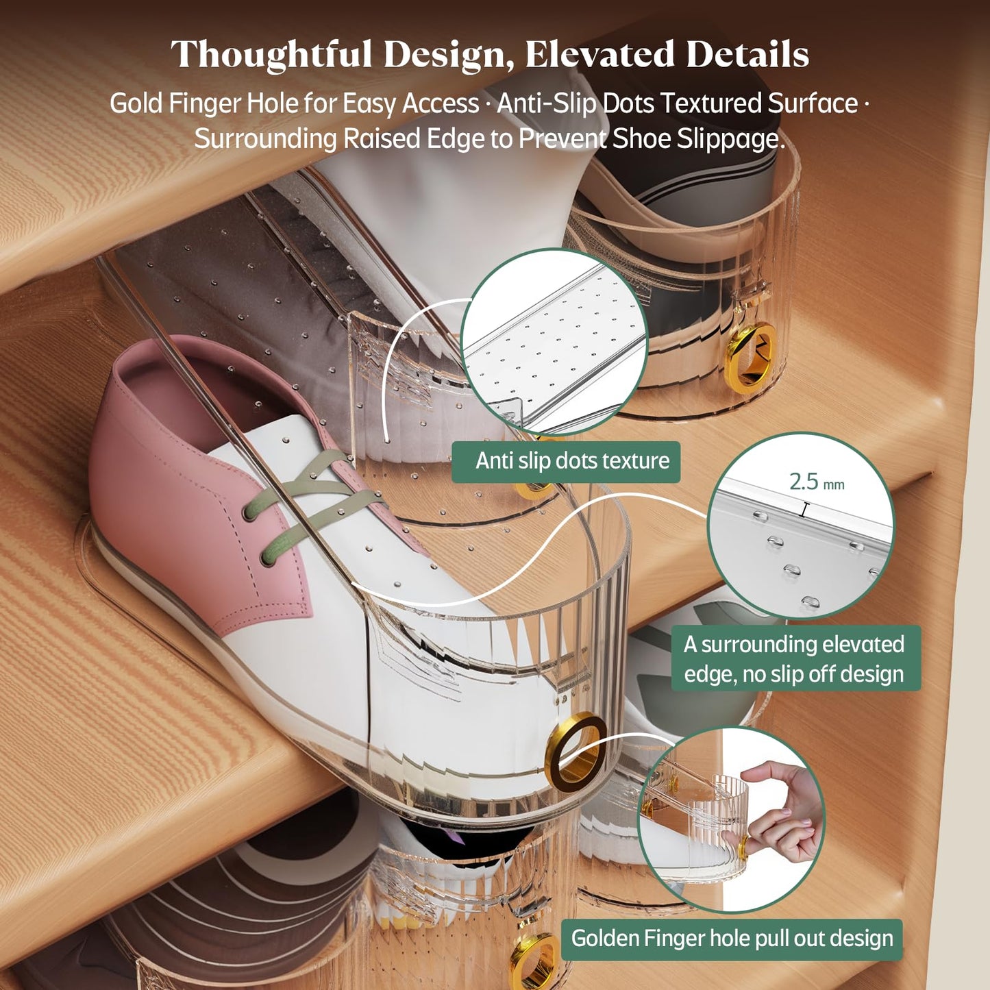SummerVines Clear 20 Pack Shoe Slot Organizer, Shoe Stacker Organizer Holders for A Pair of Shoes, Adjustable Thickening Double Layer 50% Shoe Space Saver Rack Storage for Closet (clear, 20 pack)