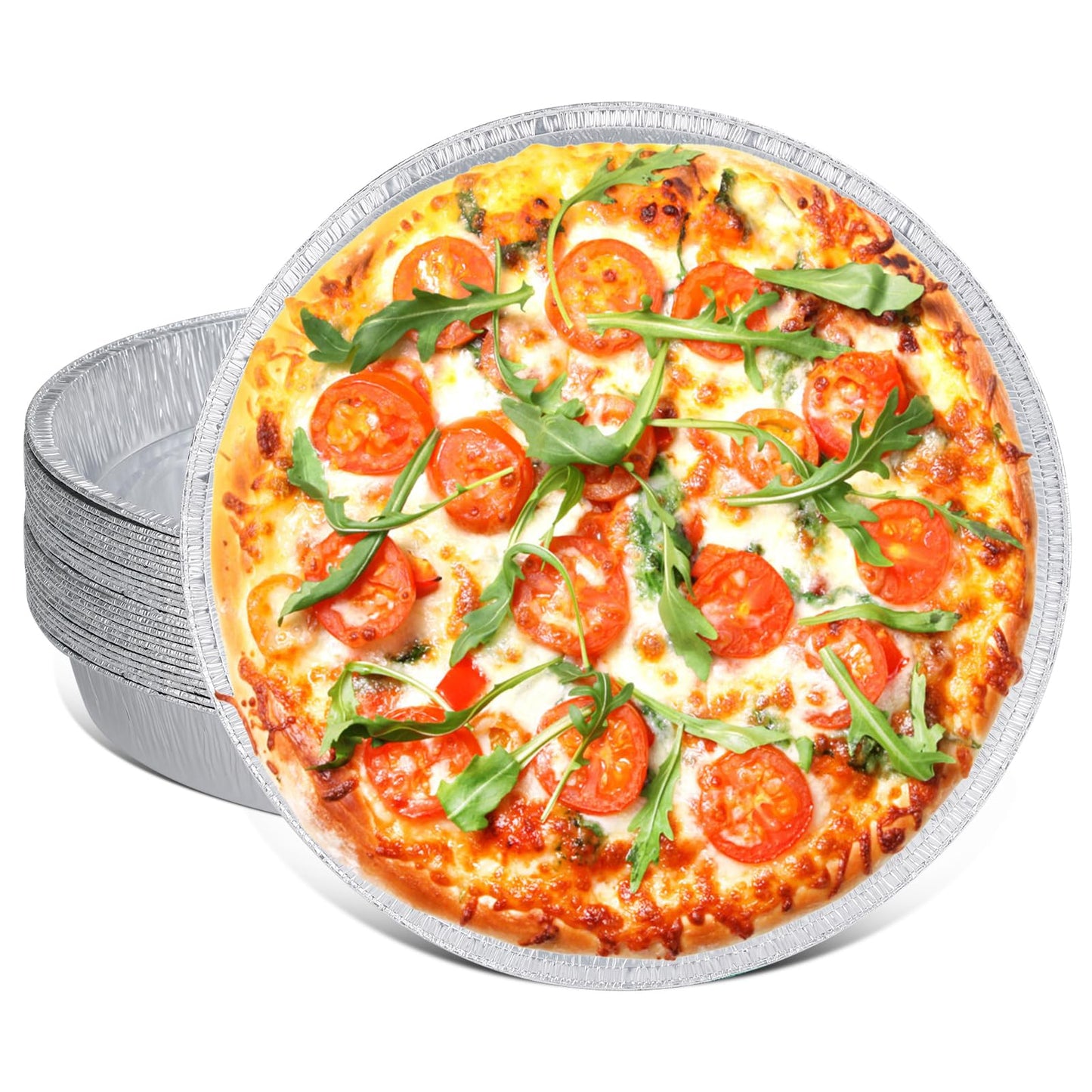 12 Inch Aluminum Pizza Pans, 25 Pack Disposable Round Foil Pizza Pan Trays, Oven & Freezer Safe Disposable Pizza Pan for Baking, Serving, Catering & Parties