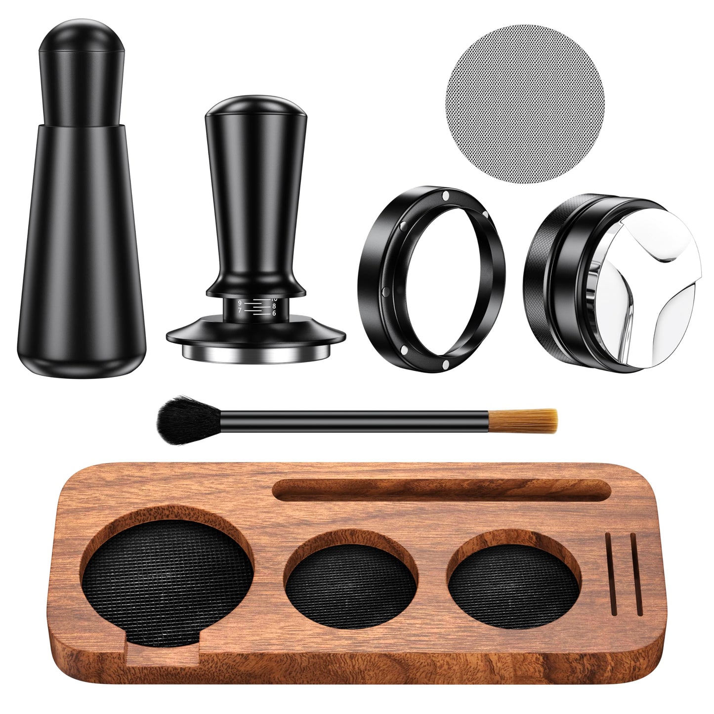7 Pack Espresso Accessories Kit,54mm Espresso Tool Kit | Espresso Tamping Station | Coffee Distributor Tamper | WDT Tool | Dosing Funnel | Expresso Puck Screen | Christmas Gift for Espresso Lovers