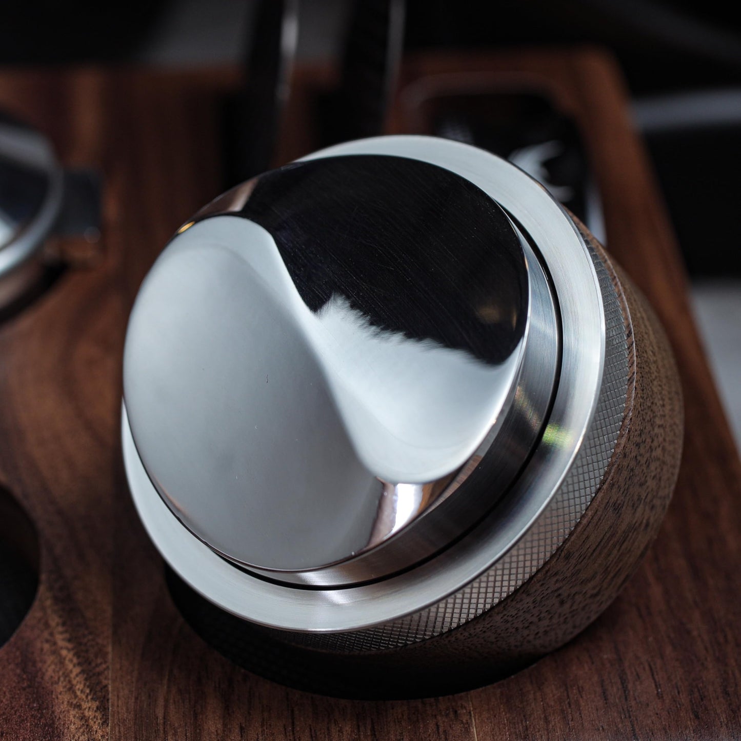 KNODOS 54mm Espresso Distribution Tool Walnut Coffee Distributor Adjustable Depth Stainless Steel Espresso Leveler Compatible with Breville Espresso Machines