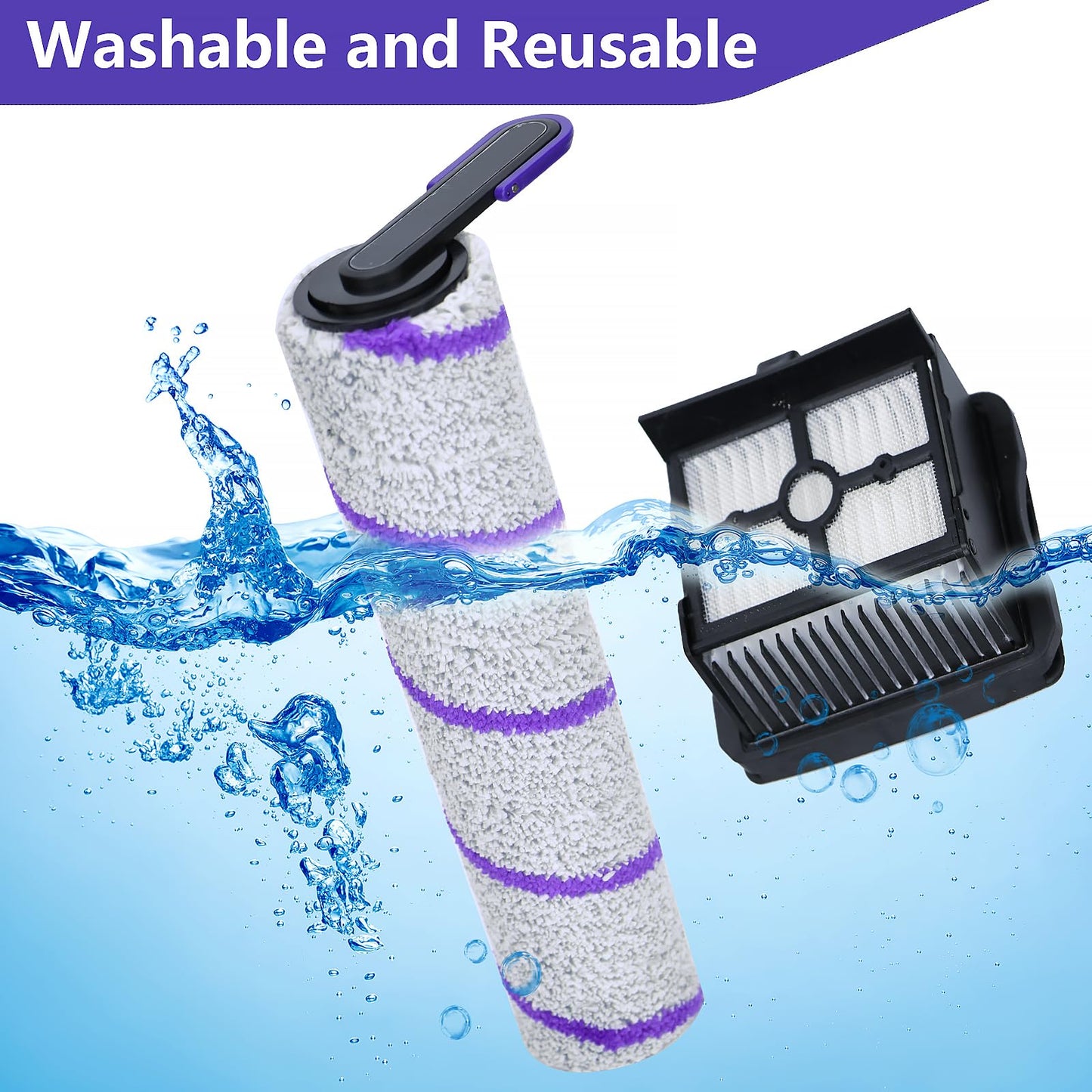 S20 Pro Replacement Accessories Compatible with Narwal S20 Pro Wet Dry Vacuum Cleaner (3 Brush Rollers & 6 HEPA Filters)