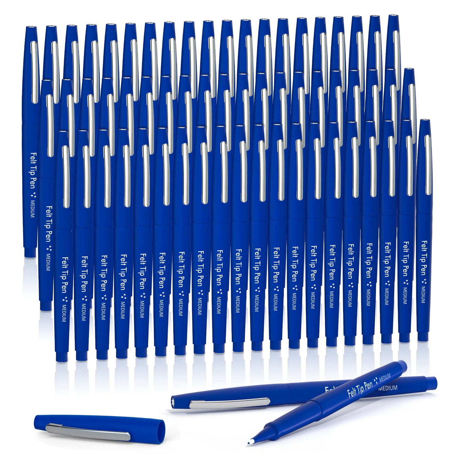 Lelix Felt Tip Pens, 60 Blue Pens, 0.7mm Medium Point, Felt Tip Markers Pens for Journaling, Writing, Note Taking, Planner, Perfect for Art Office and School Supplies