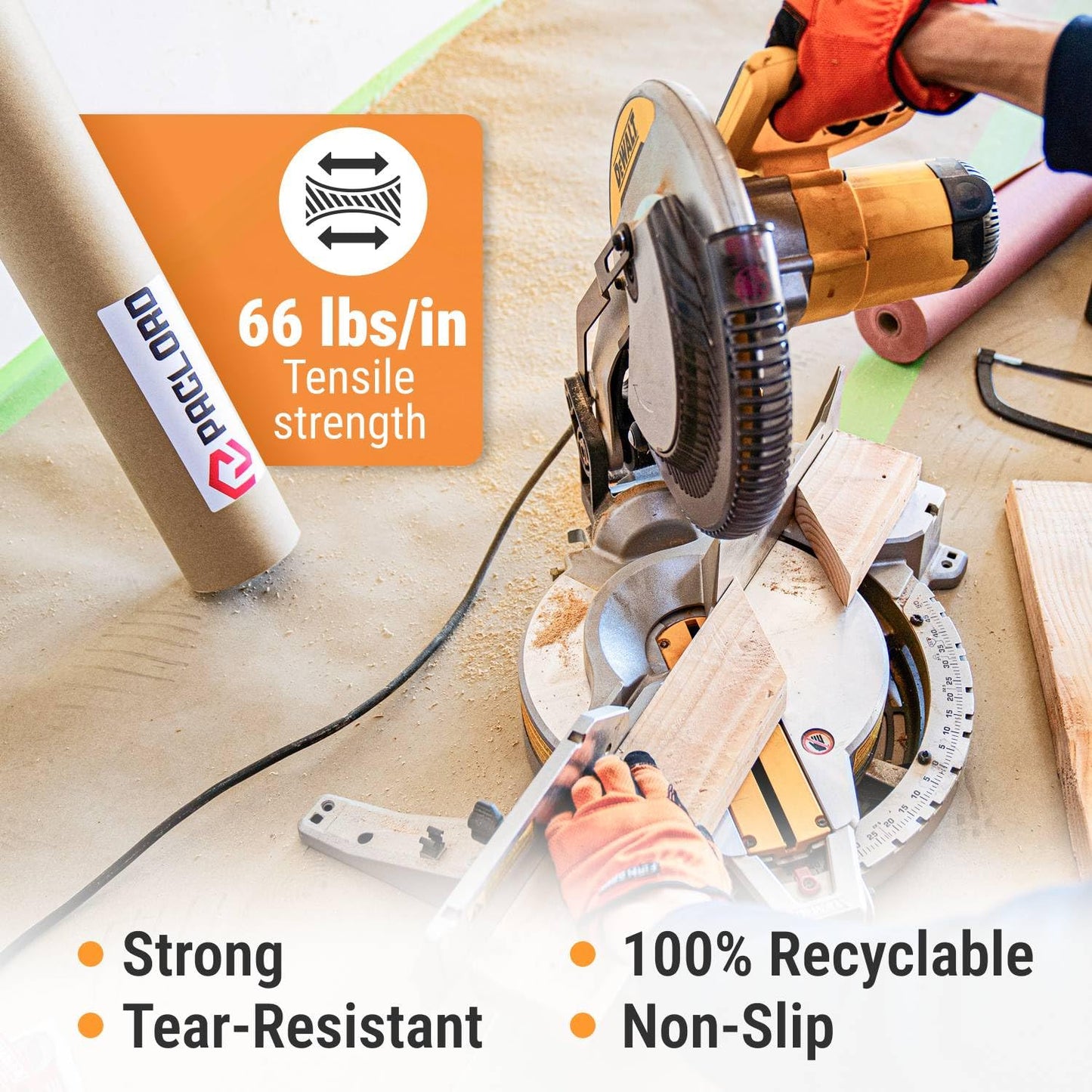 Floor Protection Paper 24" x 166 ft - USA-Made Brown Rosin Paper Roll, 7 Mil Heavy-Duty Builders Paper for Painting, Construction, Hardwood Floor Cover - Protection from Paint, Dust, Foot Traffic