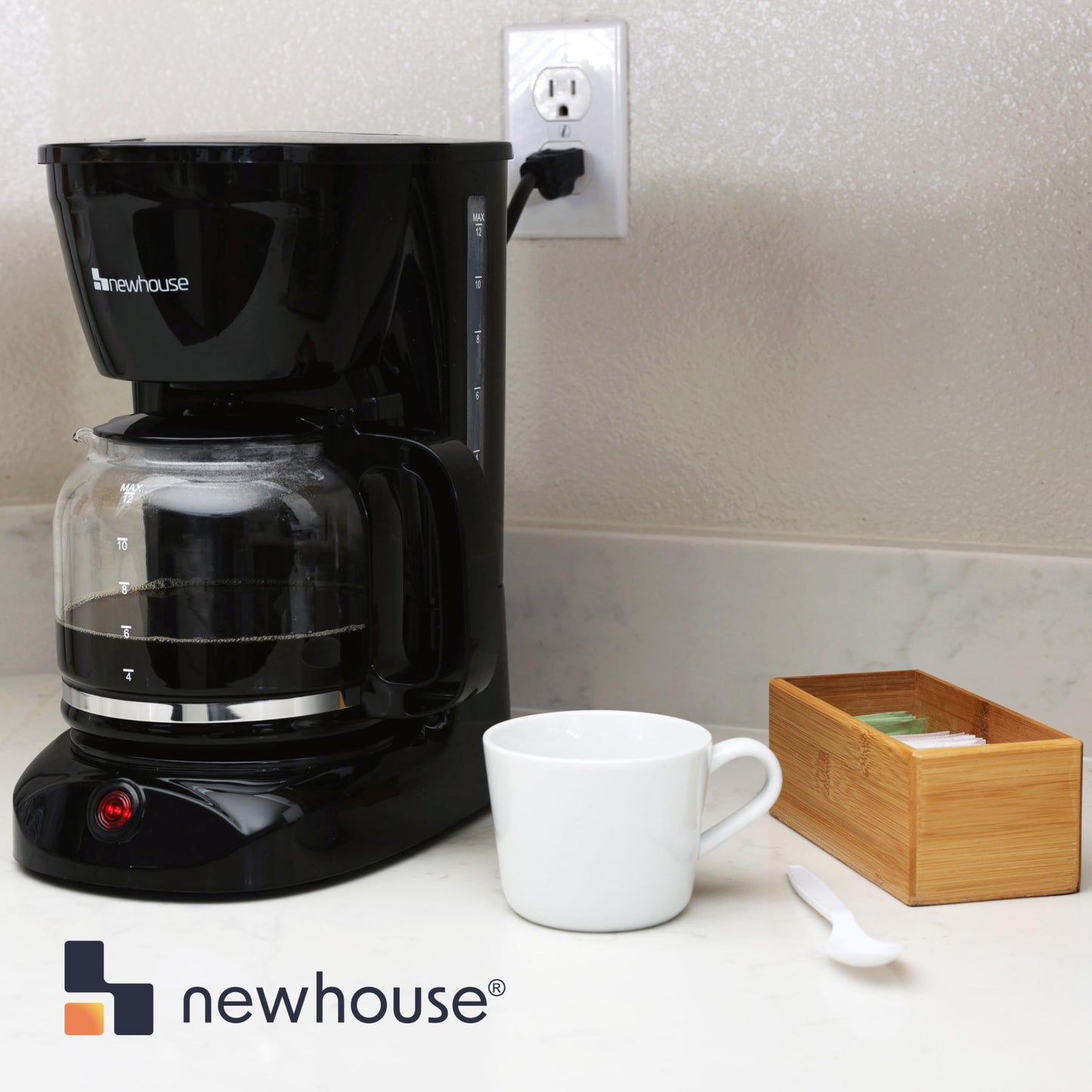 Newhouse Electric Coffee Machine NHCM-001-12, 12-Cup Coffee Maker with Auto Shut Off, Electric Pot with Metal Mesh Coffee Filter Basket, ETL Certified for Hospitality and Residential Use