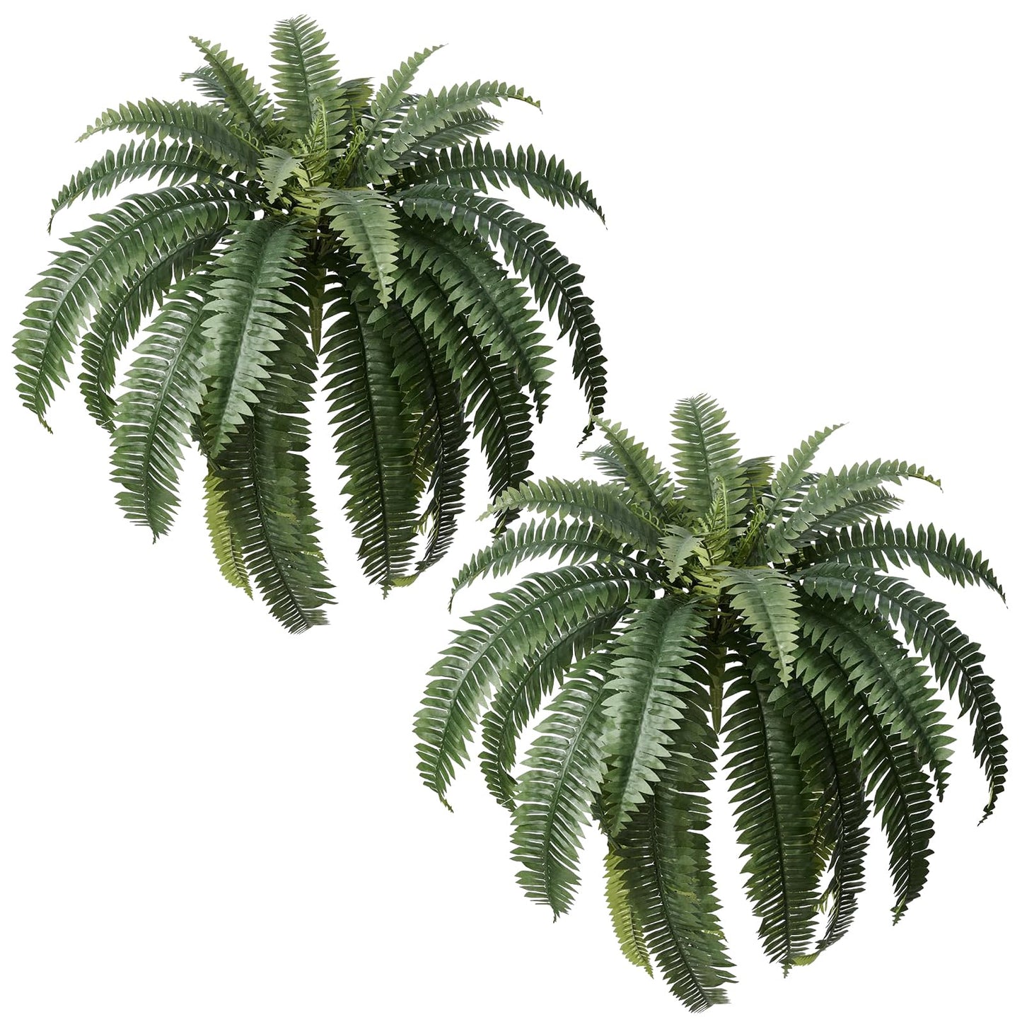 Apeair Set of 2 Large Artificial Boston Fern Plants, 48" Giant Faux Ferns with 39 Realistic Fronds, UV Resistant Fake Greenery for Outdoor Porch, Hanging Basket, Patio Garden Decor