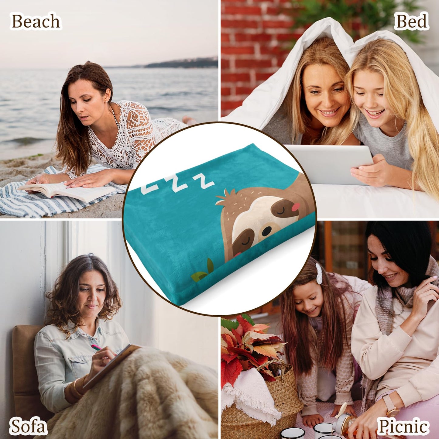 Mothers Day Blanket Gifts for Mom, Moms Birthday Gifts from Daughter Son, Moms Gift for Birthday Mothers Day Christmas Valentines Ideas, Funny Mom is Recharging Sloth Blanket Fleece Throw 60"×50"