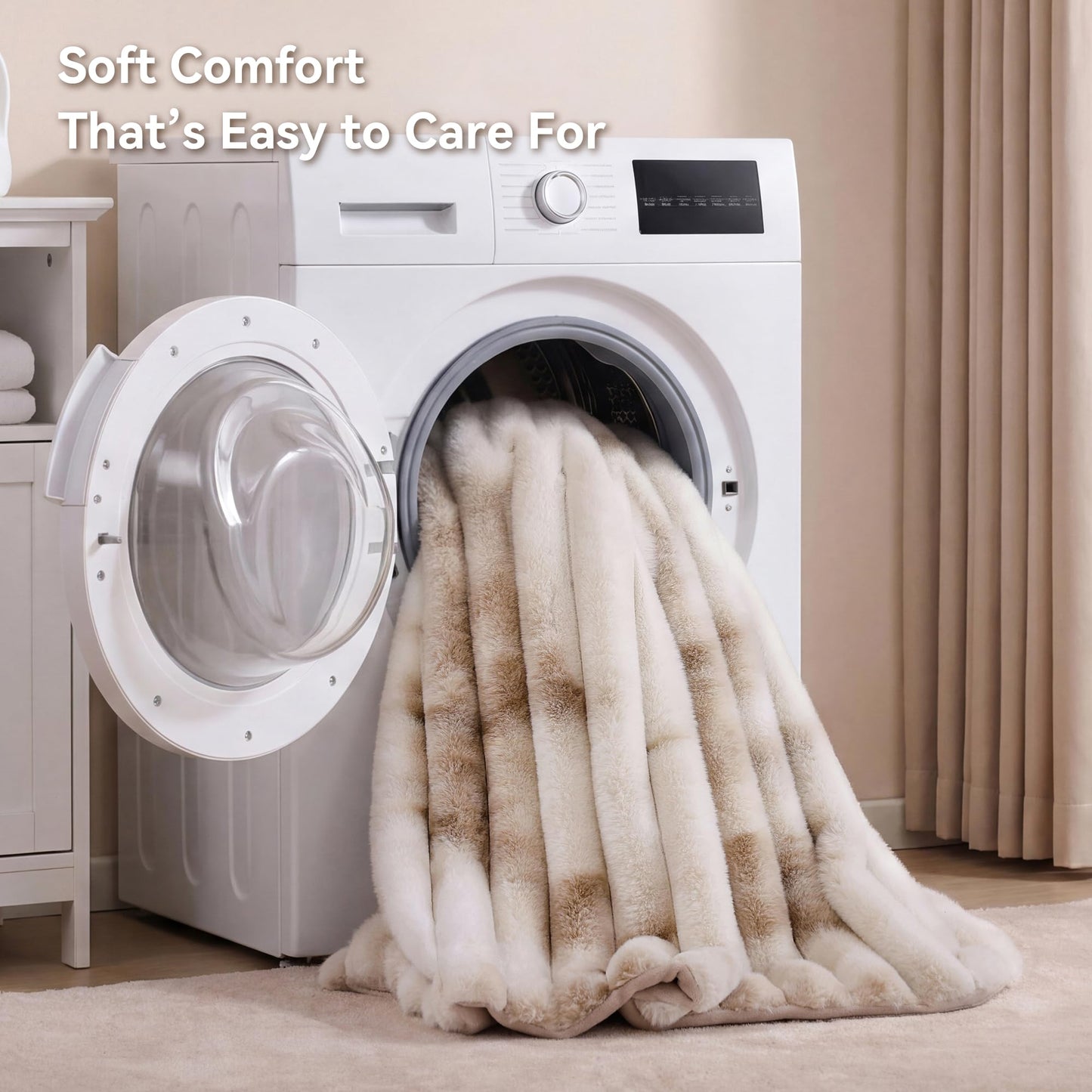 Smoofy Fluffy Faux Fur Throw Blanket - Super Soft Thick Plush Cozy Fuzzy Rabbit Fur, Luxury Warm Fleece Stripe Blanket for Couch, Sofa, Room Decor Gift for Women, Tie Dye Brown Throw, 50x60