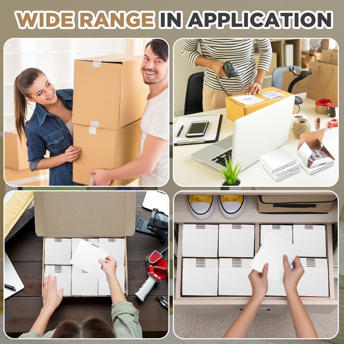 Fuyoooo 5 5/8"l x 5"w x 7/16"h Cd Mailer Box Cd Shipping Boxes Corrugated Mailing Bags for Moving, Shipping, Storage, or Small Business Packaging(White,100 Pcs)