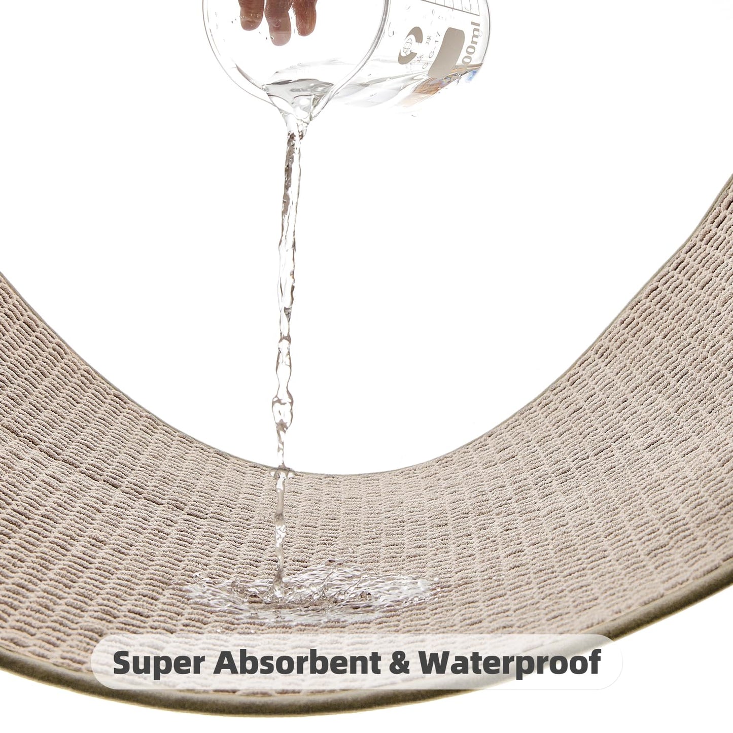 TYUU Bathroom Rugs Non Slip Washable, Super Absorbent Thin Bath Mat Quick Dry Low Pile Bathroom Rug, Beige 24"x36"